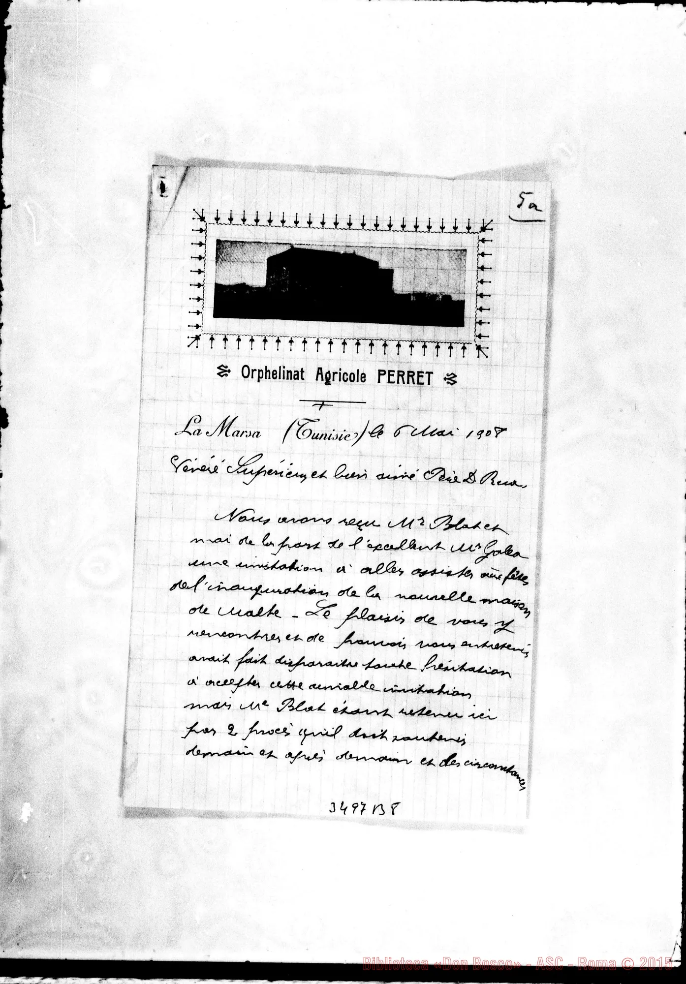 Fotogramma B 8 — Don Guglielmo Deltel-Don Rua, con allegati fogli. La Marsa, 6-05-1902