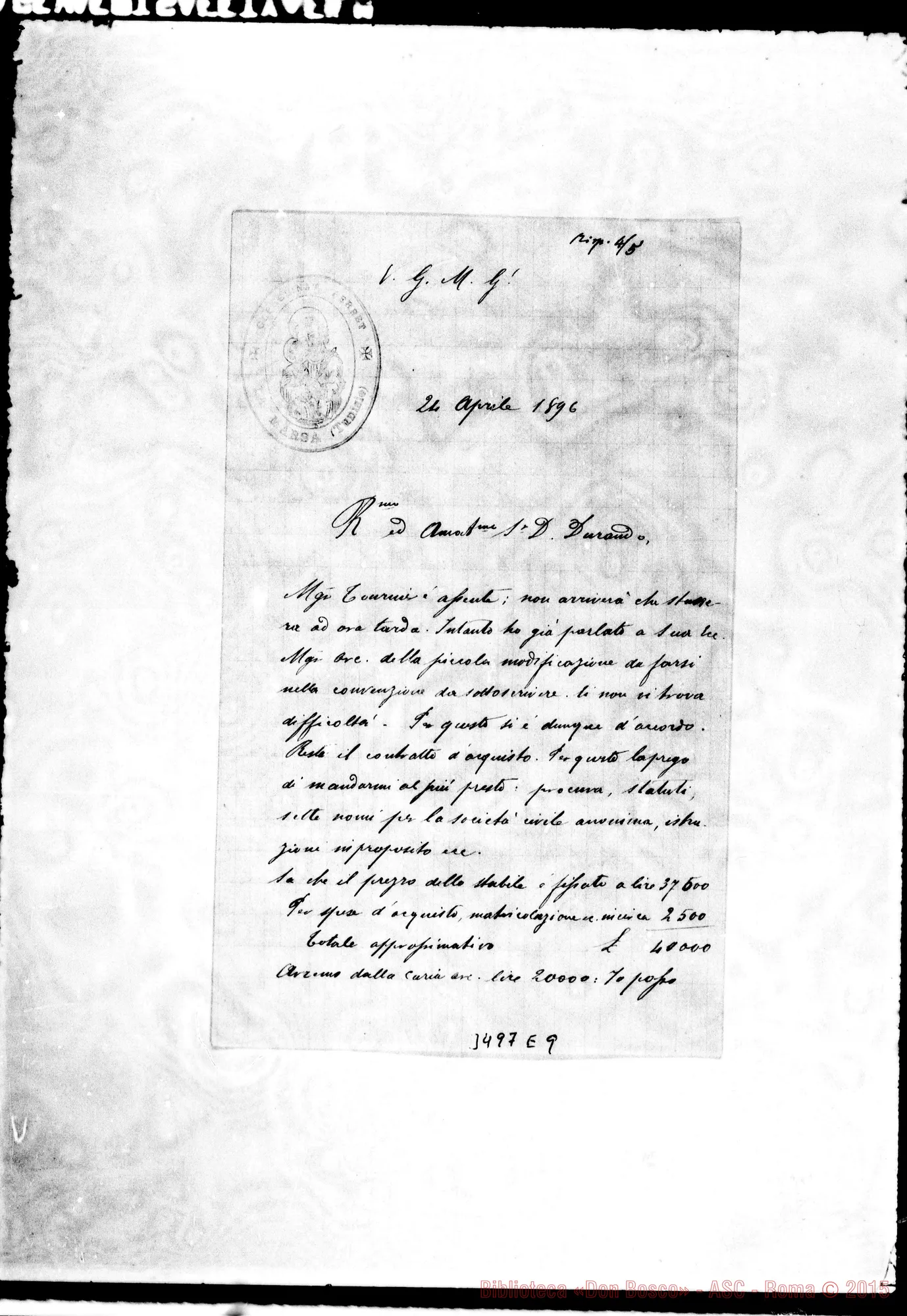 Fotogramma E 9 — Don Josephidi-Don Durando. La Marsa, 24-04-1896