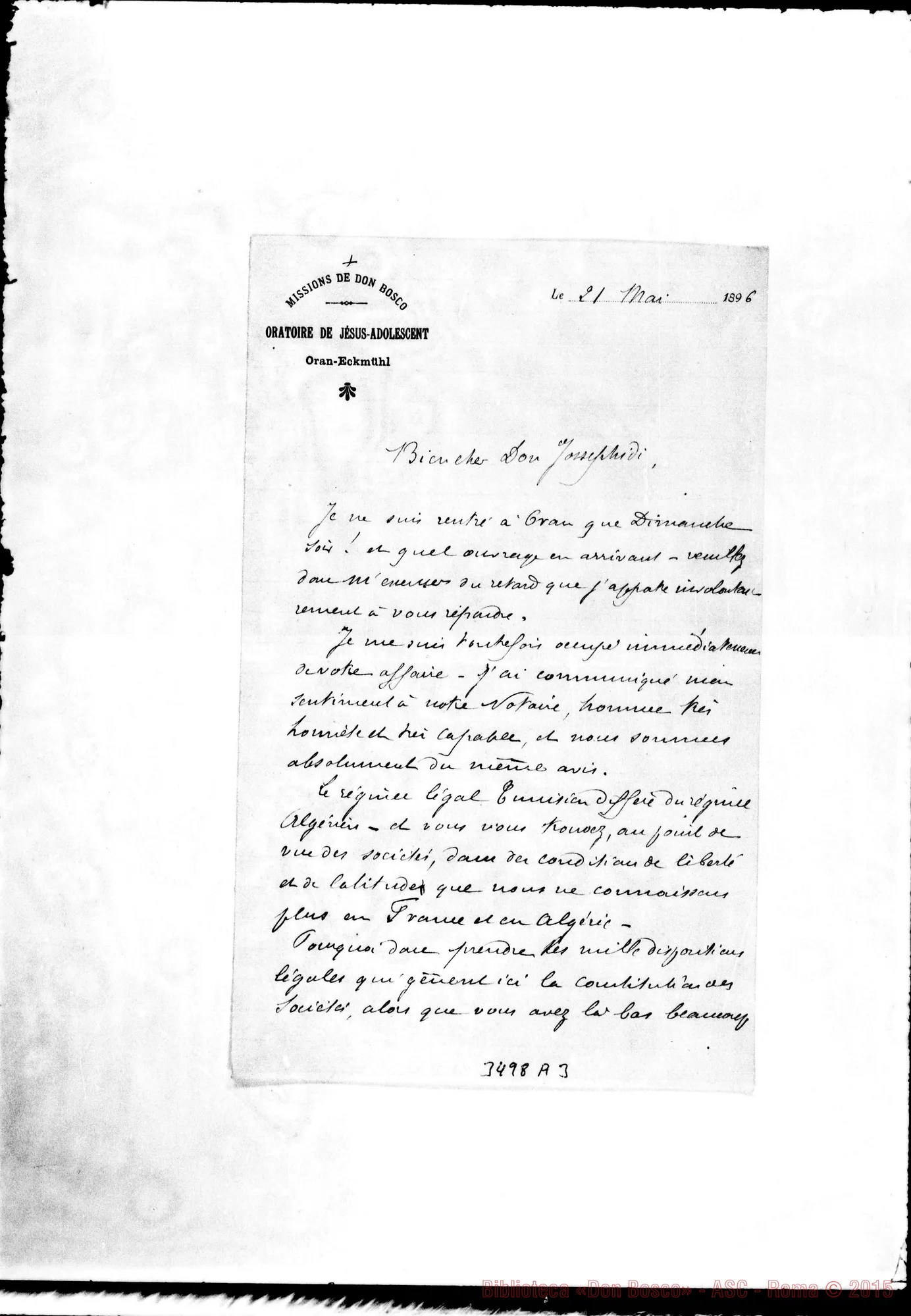 Fotogramma A 3 — Charles Bellamy-Don Josephidi. Orano, 21-05-1896