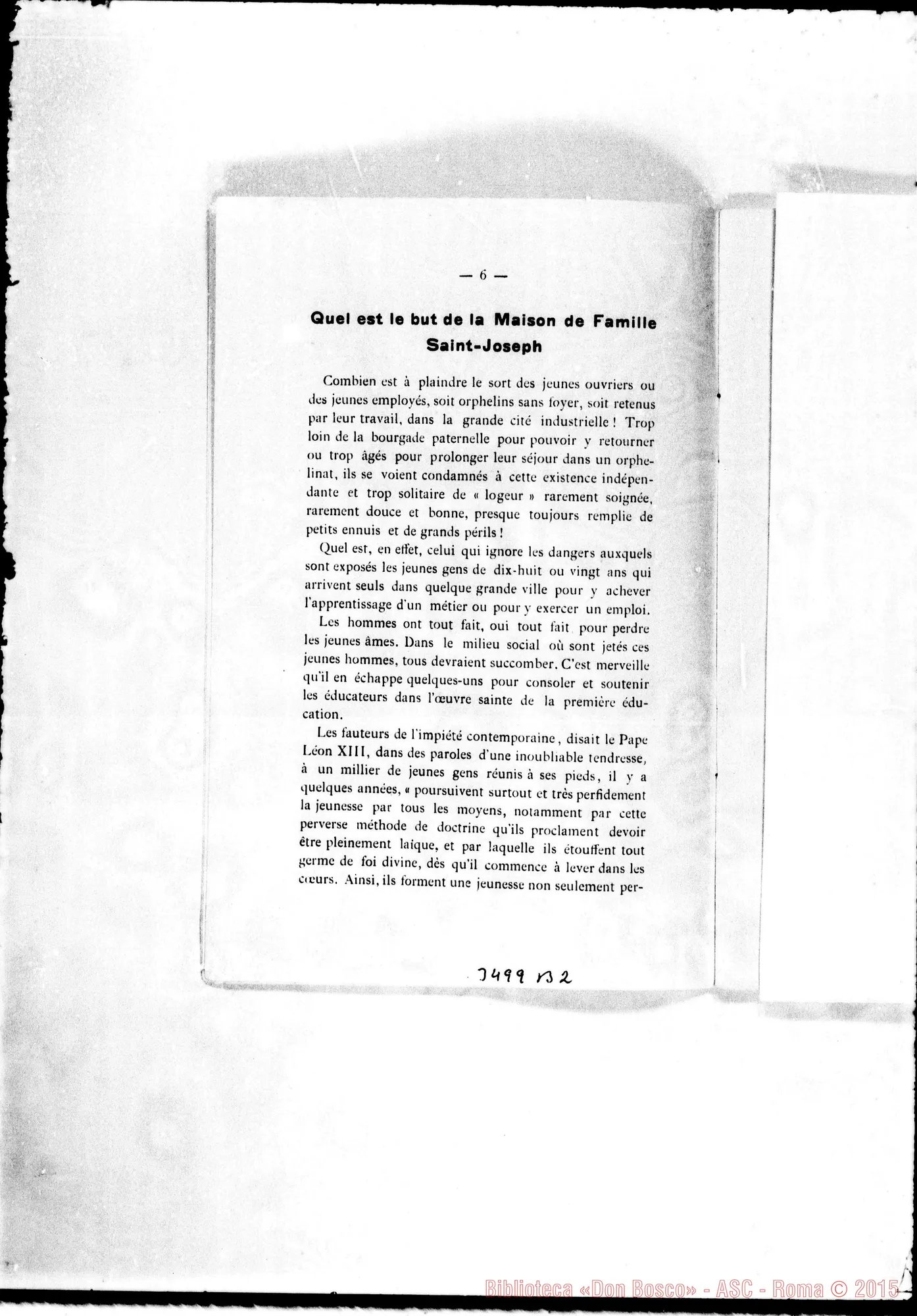 Fotogramma B 2 — Maison de Famille Saint Joseph: rapporto. 1904 Stampato
