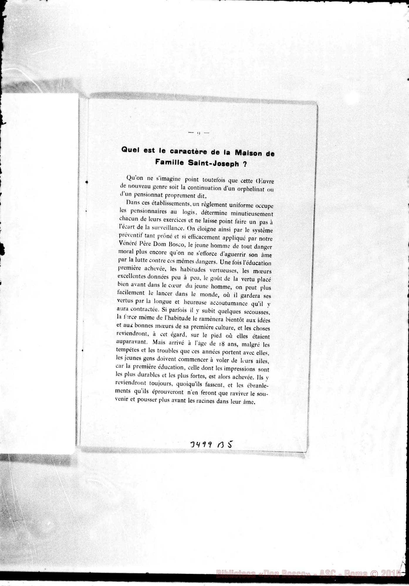 Fotogramma B 5 — Maison de Famille Saint Joseph: rapporto. 1904 Stampato