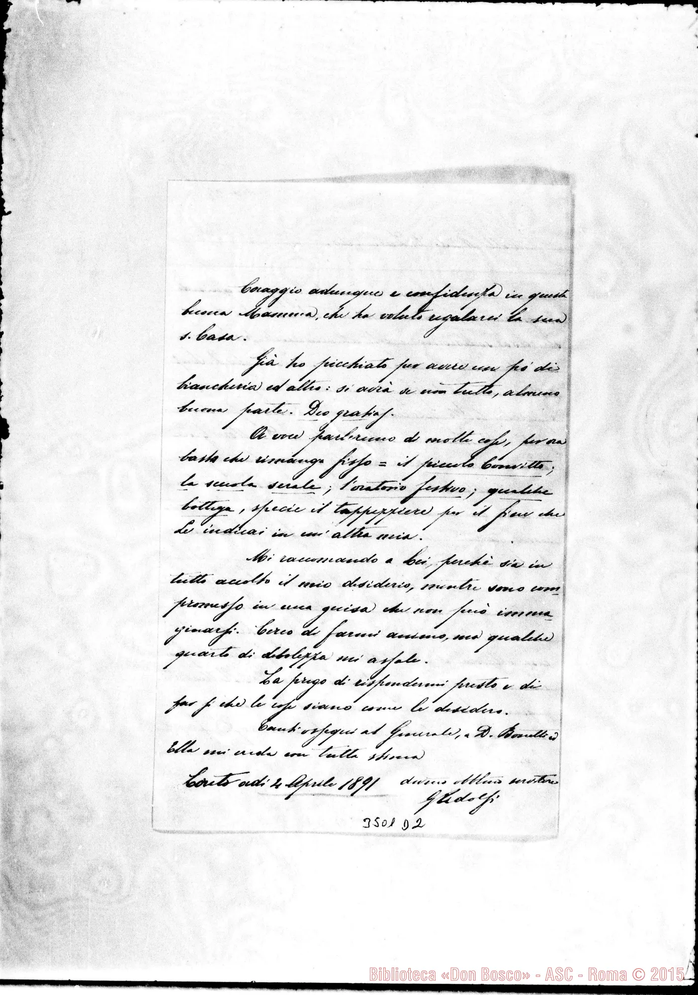 Fotogramma D 2 — Can. Giuseppe Ridolfi-Don Durando. Loreto, 4-04-1891