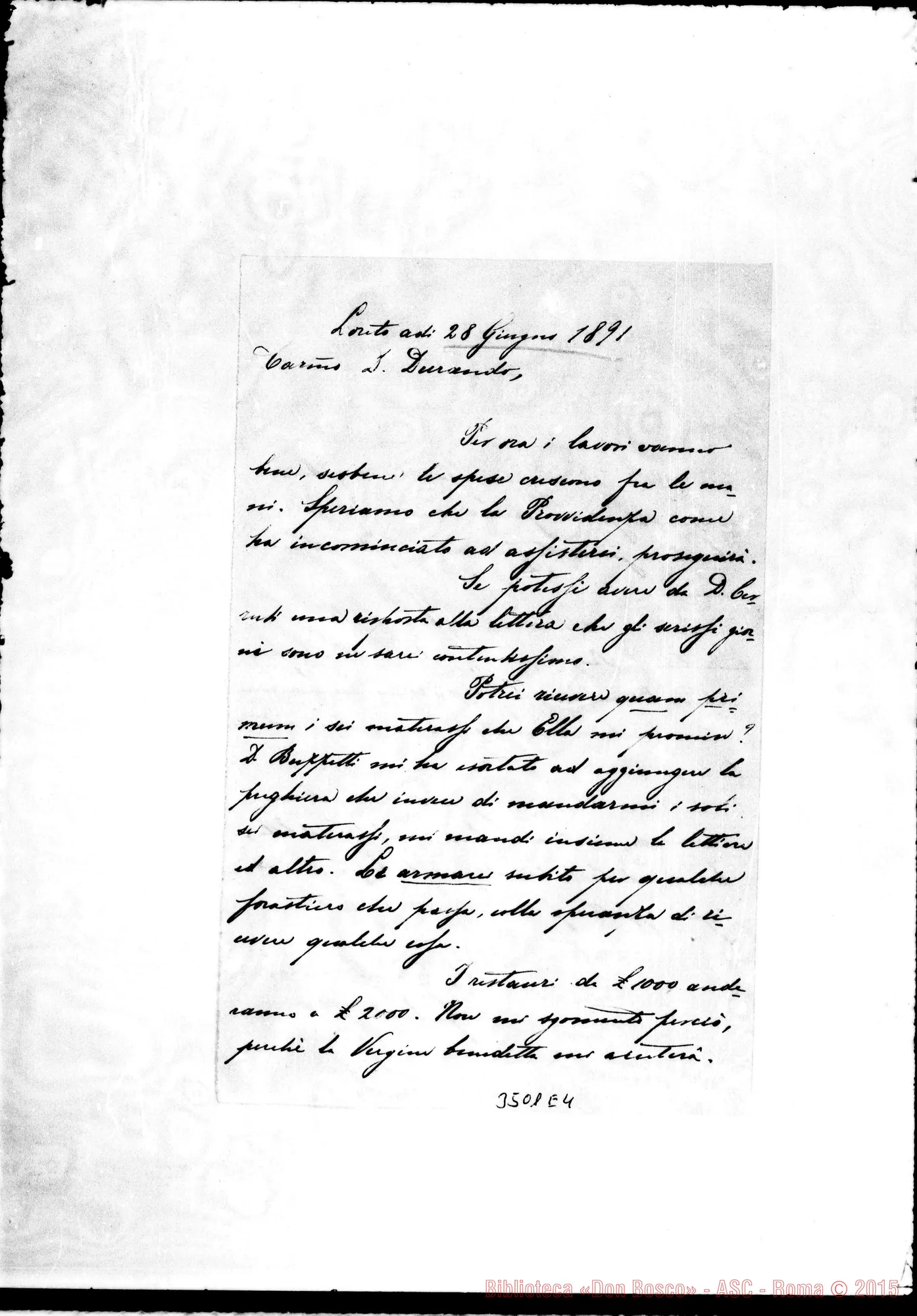 Fotogramma E 4 — Can. Giuseppe Ridolfi-Don Durando. Loreto, 28-06-1891