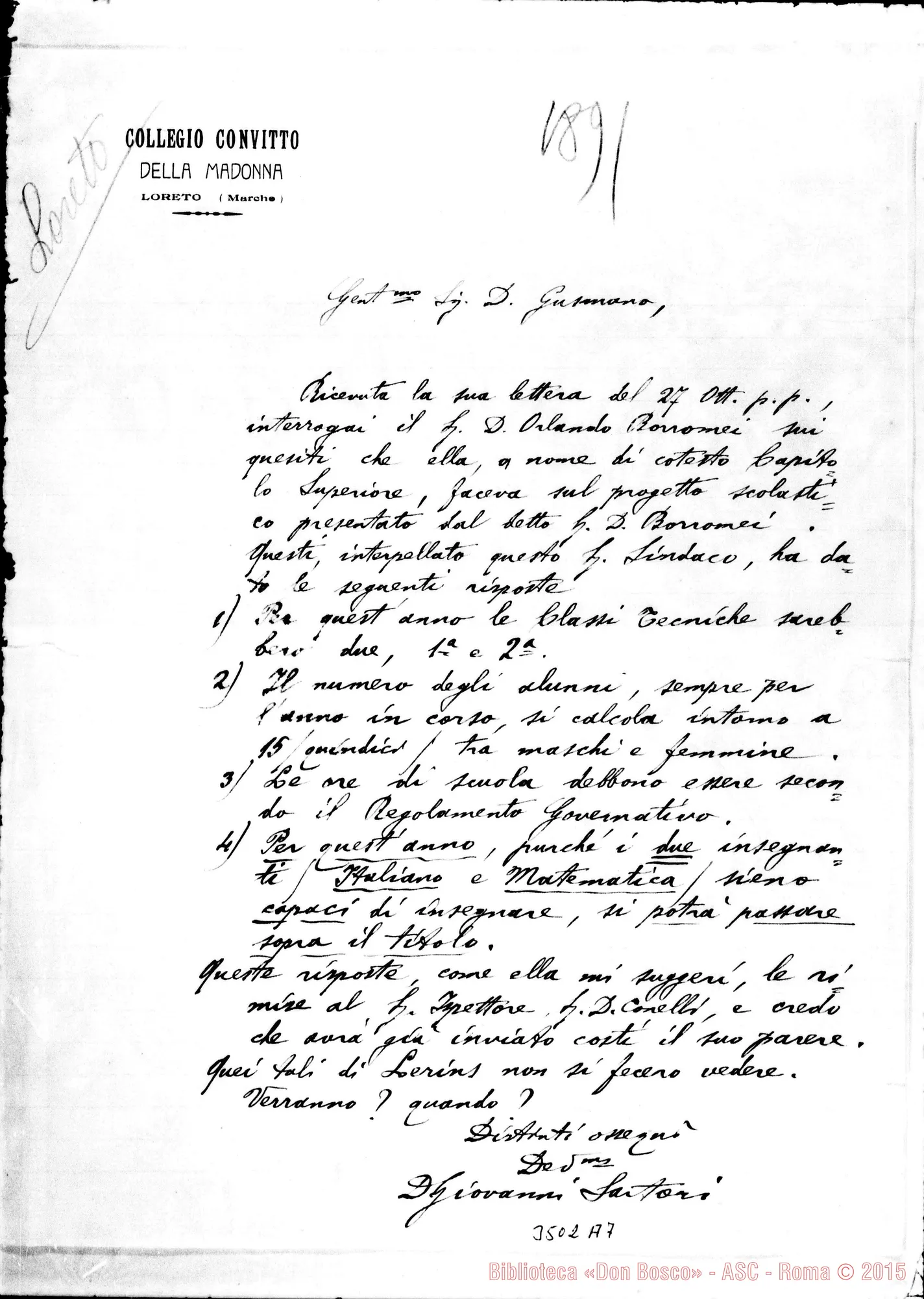 Fotogramma A 7 — Don Giovanni Sartori-Don Gusmano. Loreto, senza data