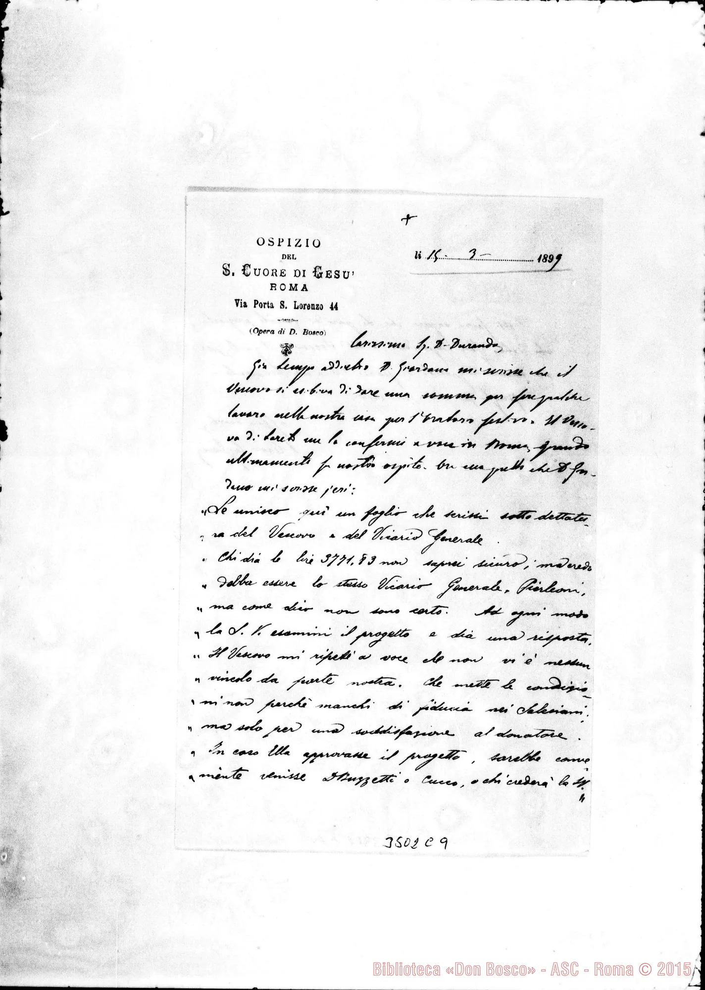 Fotogramma C 9 — Don Cagliero Cesare-Don Durando. Roma, 15-03-1899