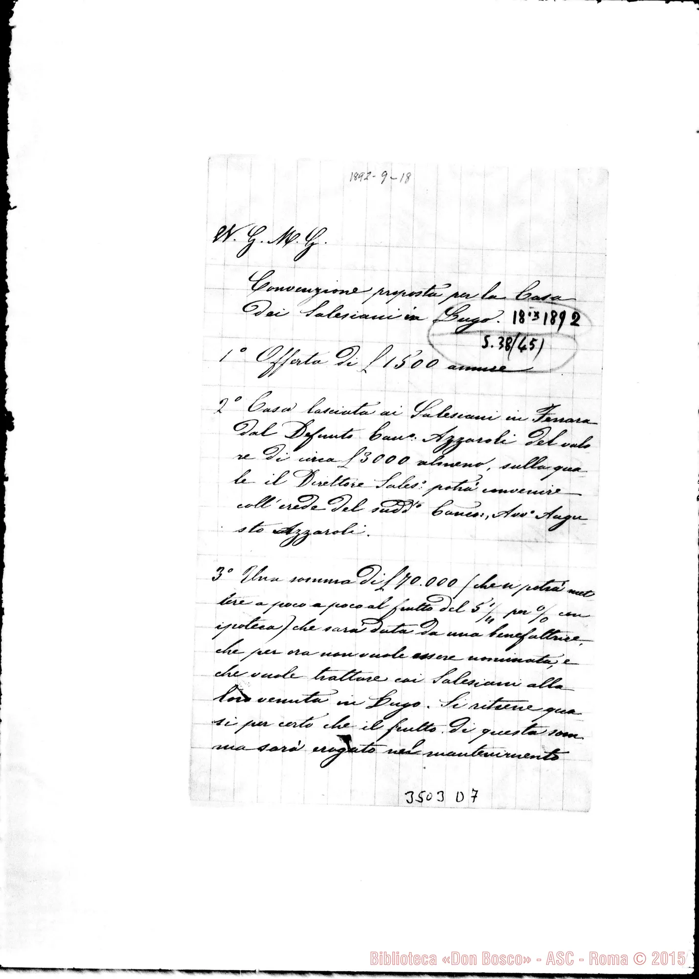 Fotogramma D 7 — Convenzione: proposta di Maria Spreti, il 18-09-1892