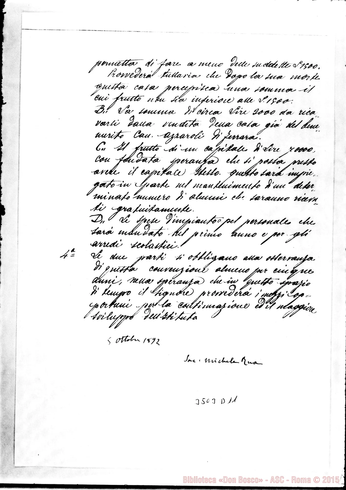 Fotogramma D 11 — Convenzione, del 5-10-1892 Autogr. Rua