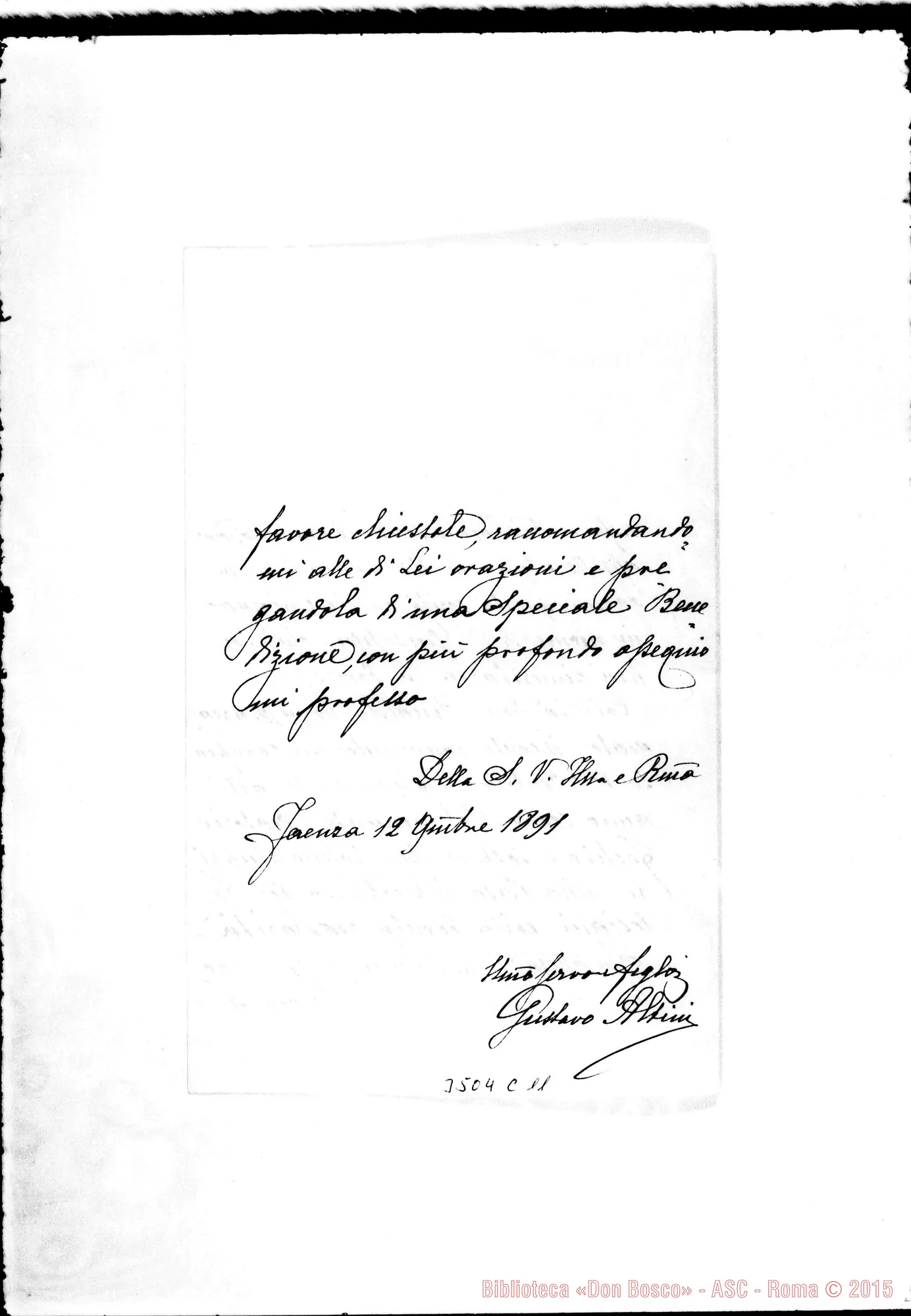 Fotogramma C 11 — Gustavo Altini-Don Rua. Faenza, 12-11-1891