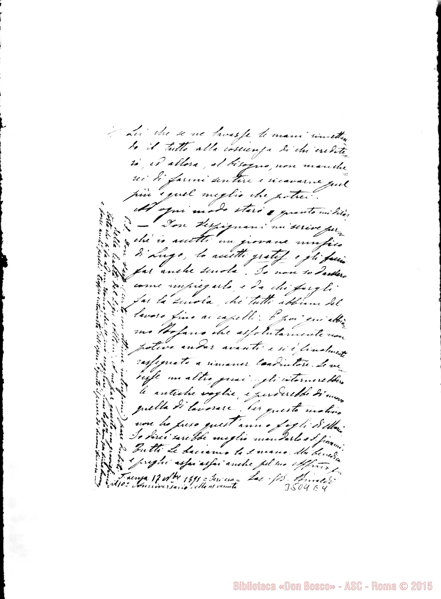 Fotogramma E 4 — Don Giov. Batt. Rinaldi-Don Rua. Faenza, 17-11-1891 Autogr. Rua
