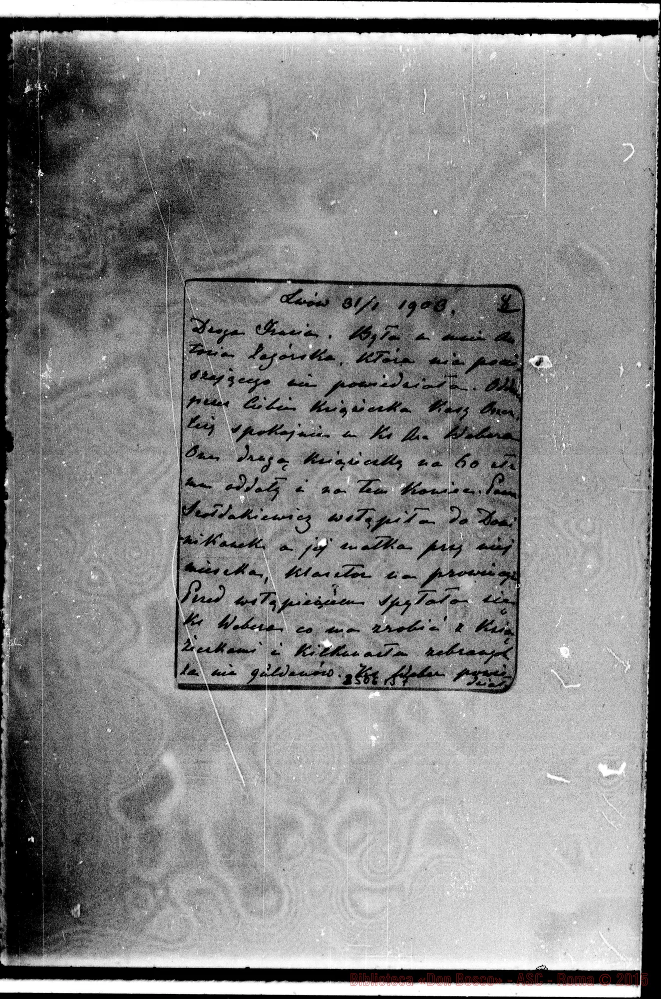 Fotogramma B 7 — Hawsherowa. Lettera del 31-01-1903 da Lwów