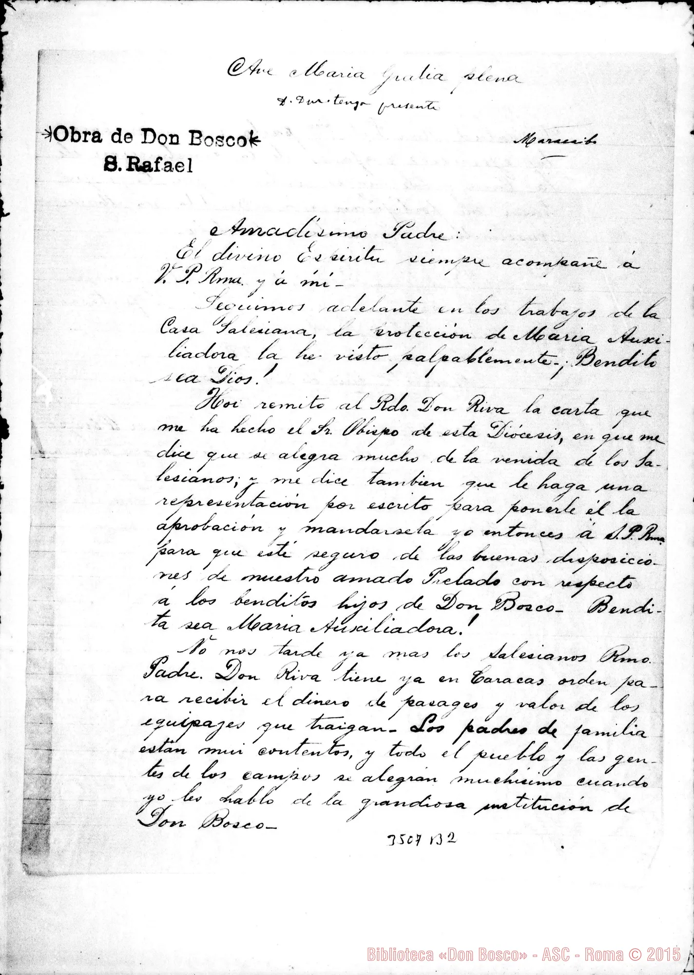 Fotogramma B 2 — Luis de Vicente Rios-Amadisimo Padre. San Rafael, 18-11-1896 Autogr. Rua