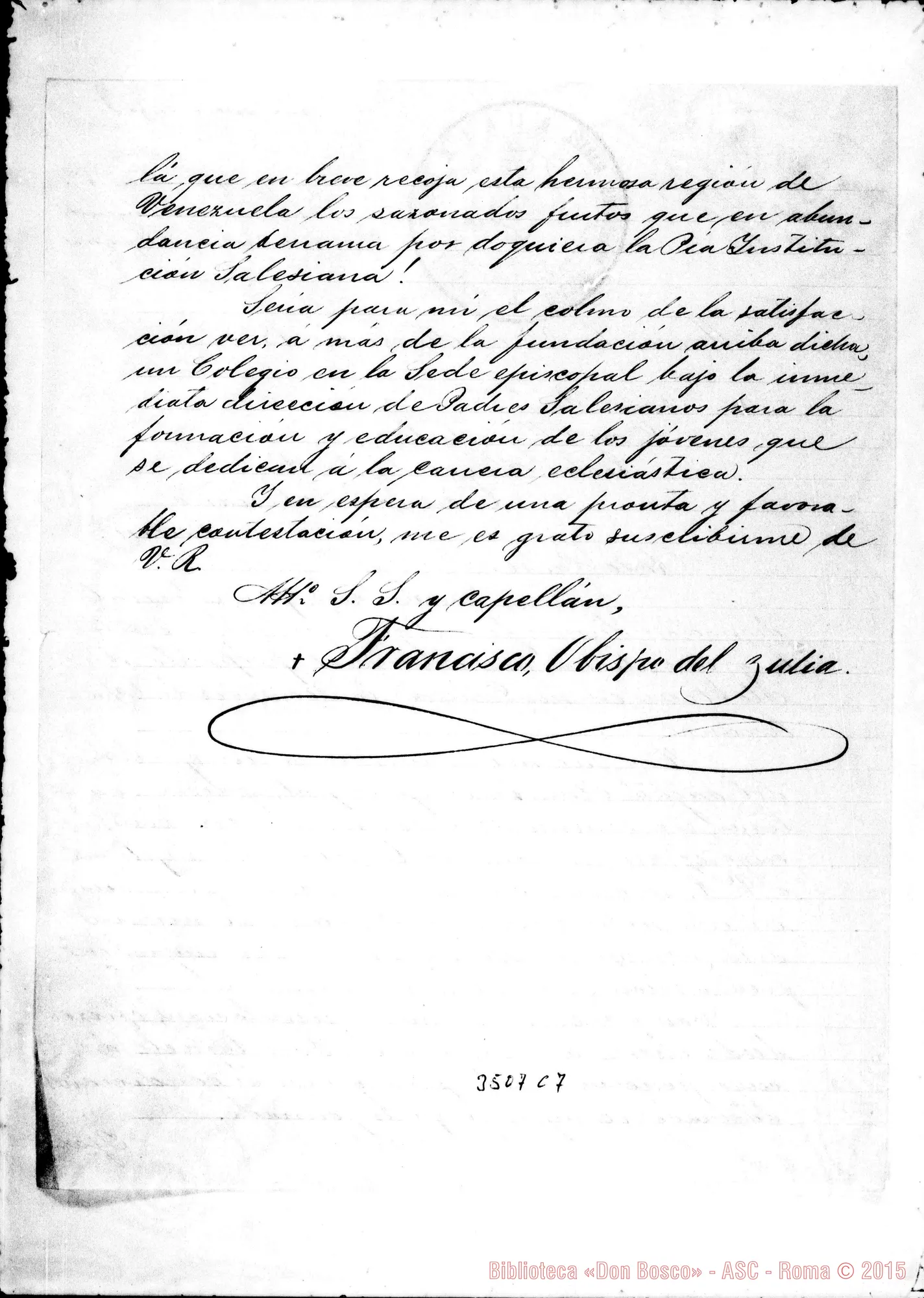 Fotogramma C 7 — Francisco Màrvez, vesc. di Zulia-Don Rua, il 22-03-1898 Autogr. Rua