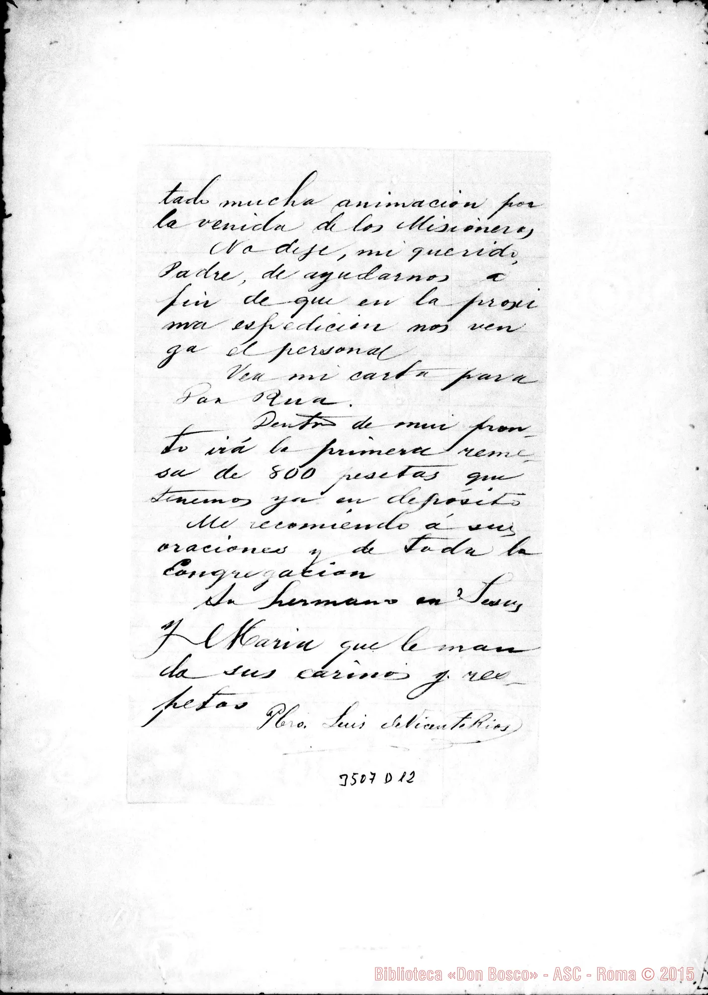 Fotogramma D 12 — Pbro. Luis de Vicente-Don Durando. Senza data