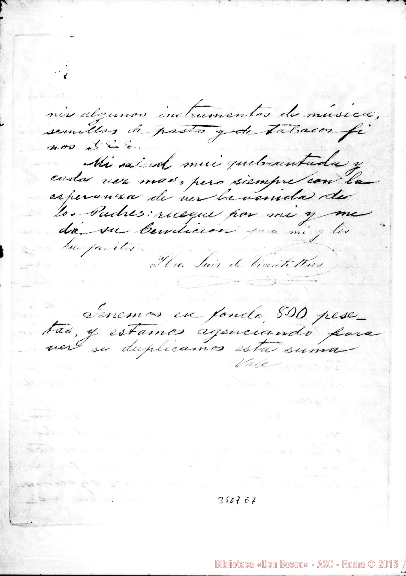 Fotogramma E 7 — Pbro. Luis de Vicente-Don Rua. San Rafael, 1-09-1900 Allegati