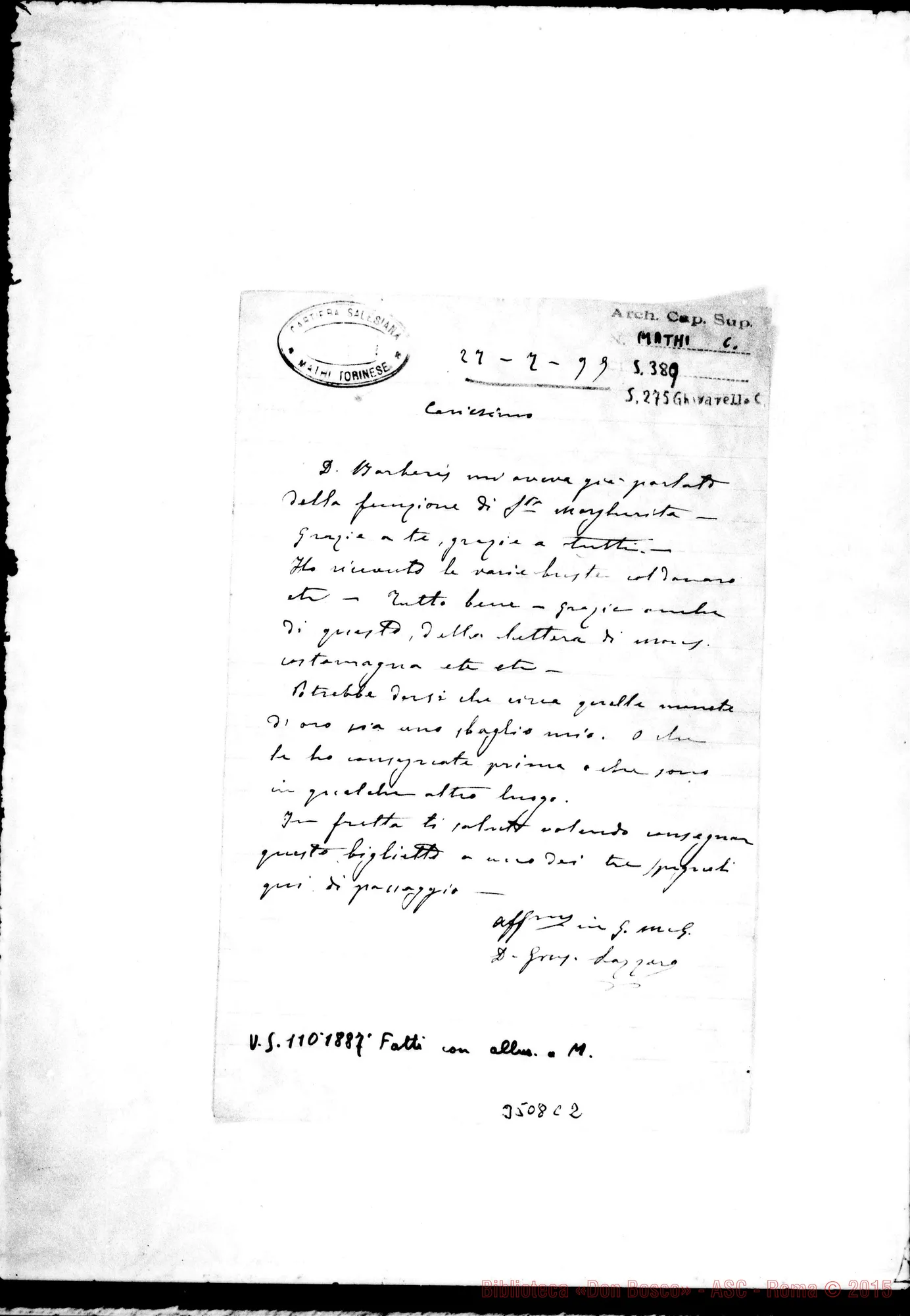 Fotogramma C 2 — Don Lazzero-Carissimo. Mathi, 27-07-1897