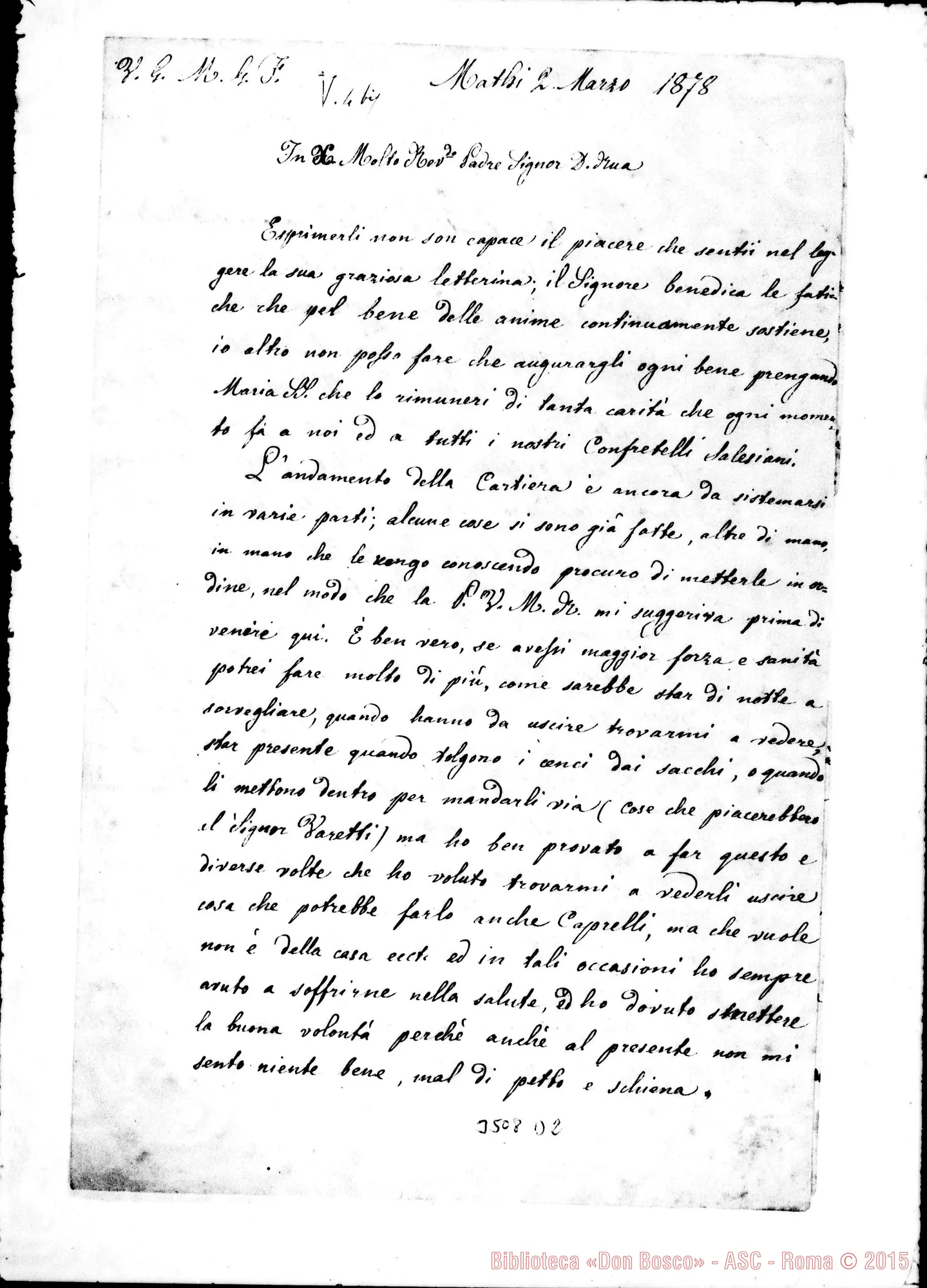Fotogramma D 2 — Coad. Giuseppe Tosello-Don Rua. Mathi, 2-03-1878