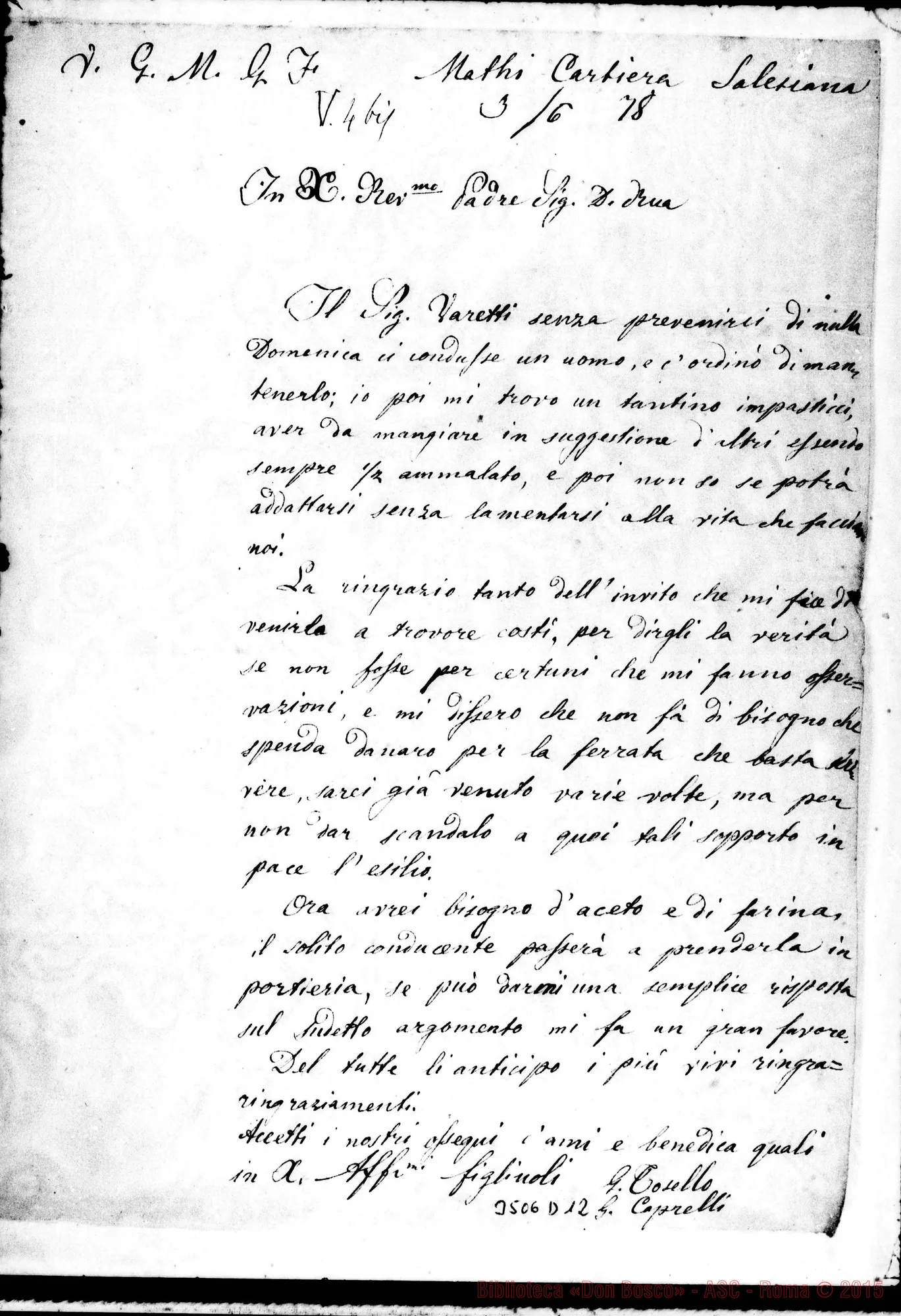 Fotogramma D 12 — Coad. Giuseppe Tosello-Don Rua. Mathi, 3-06-1878