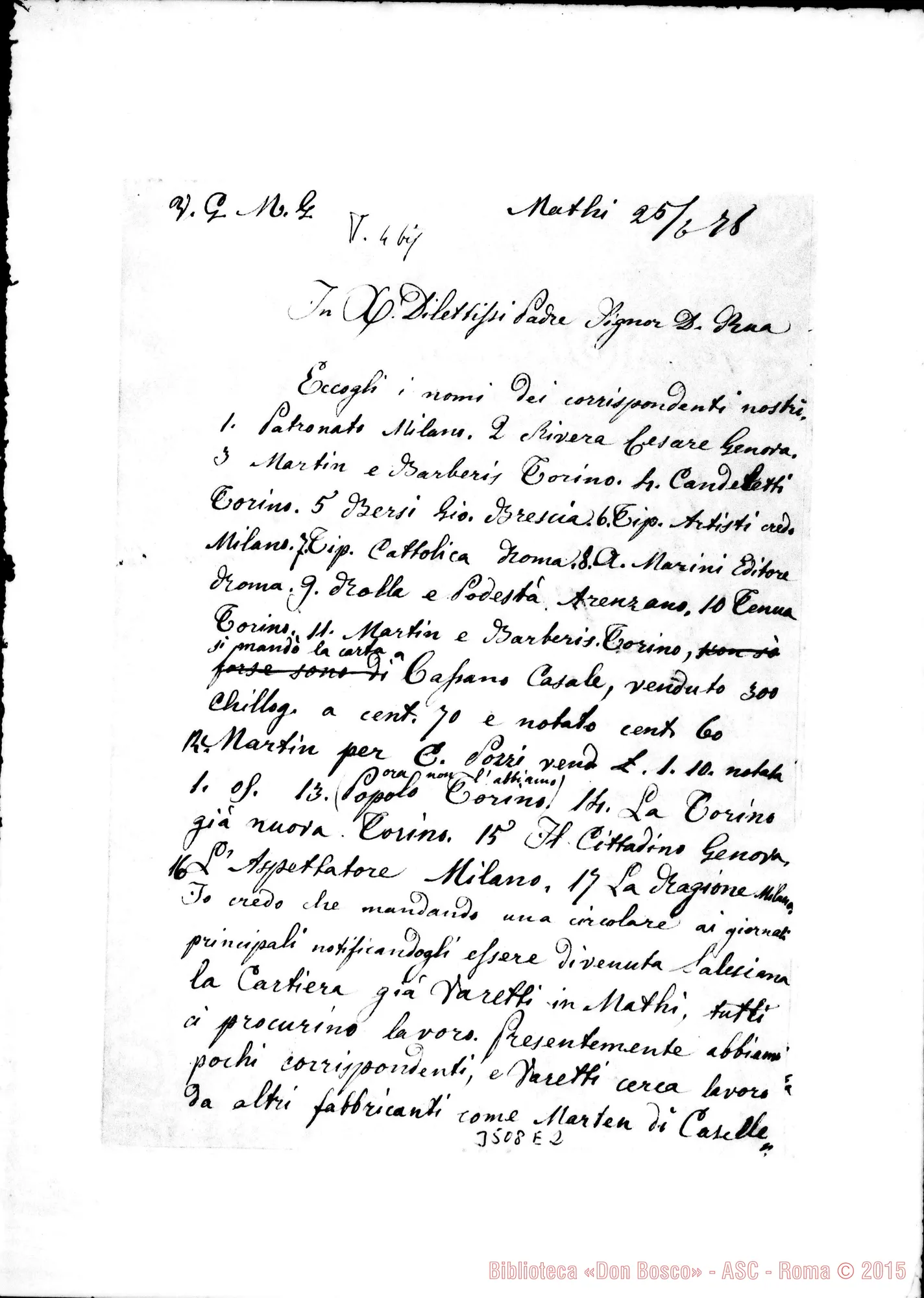 Fotogramma E 2 — Coad. Giuseppe Tosello-Don Rua. Mathi, 25-06-1878