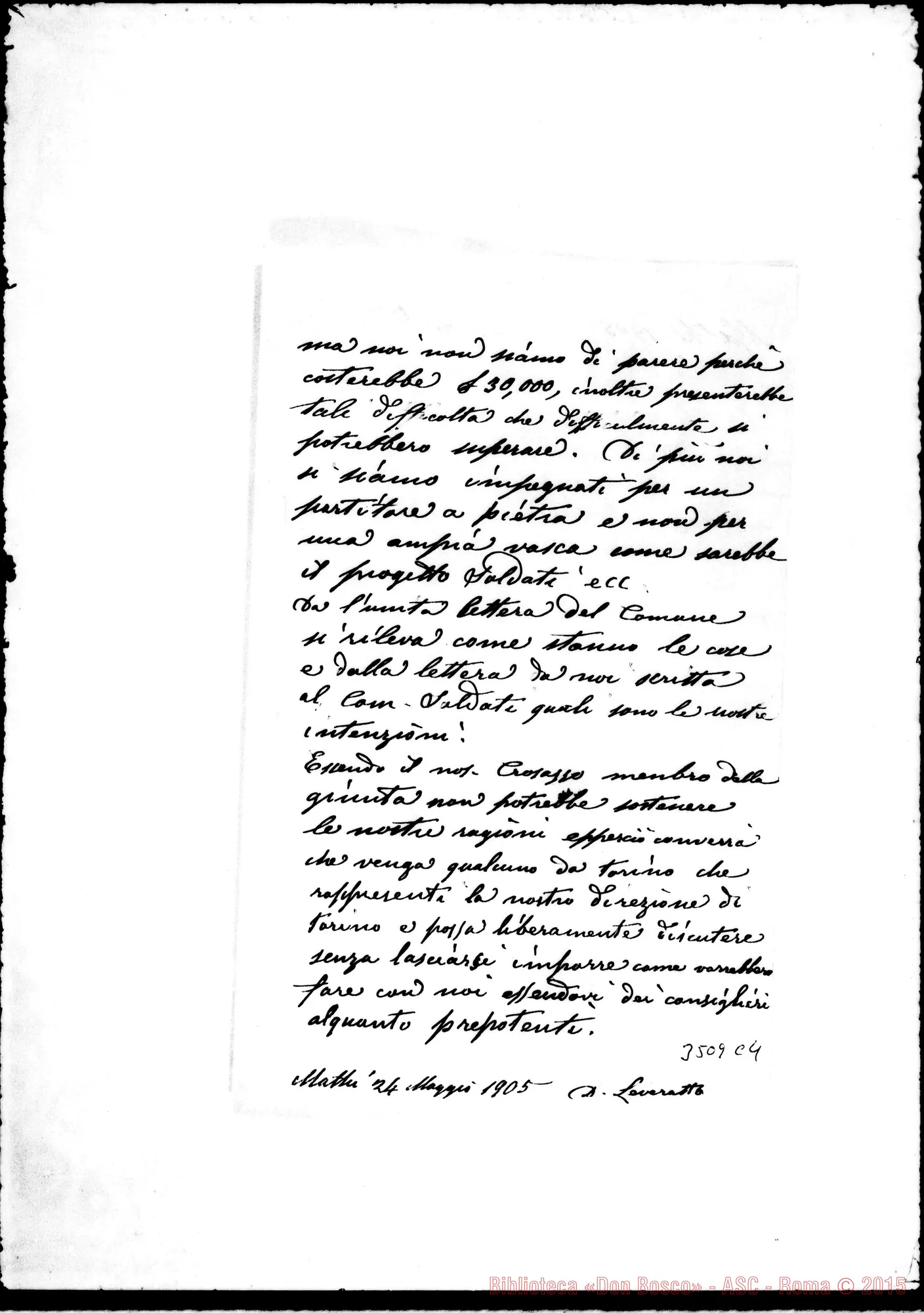 Fotogramma C 4 — Don Leveratto: memorandum. Mathi, 24-05-1905