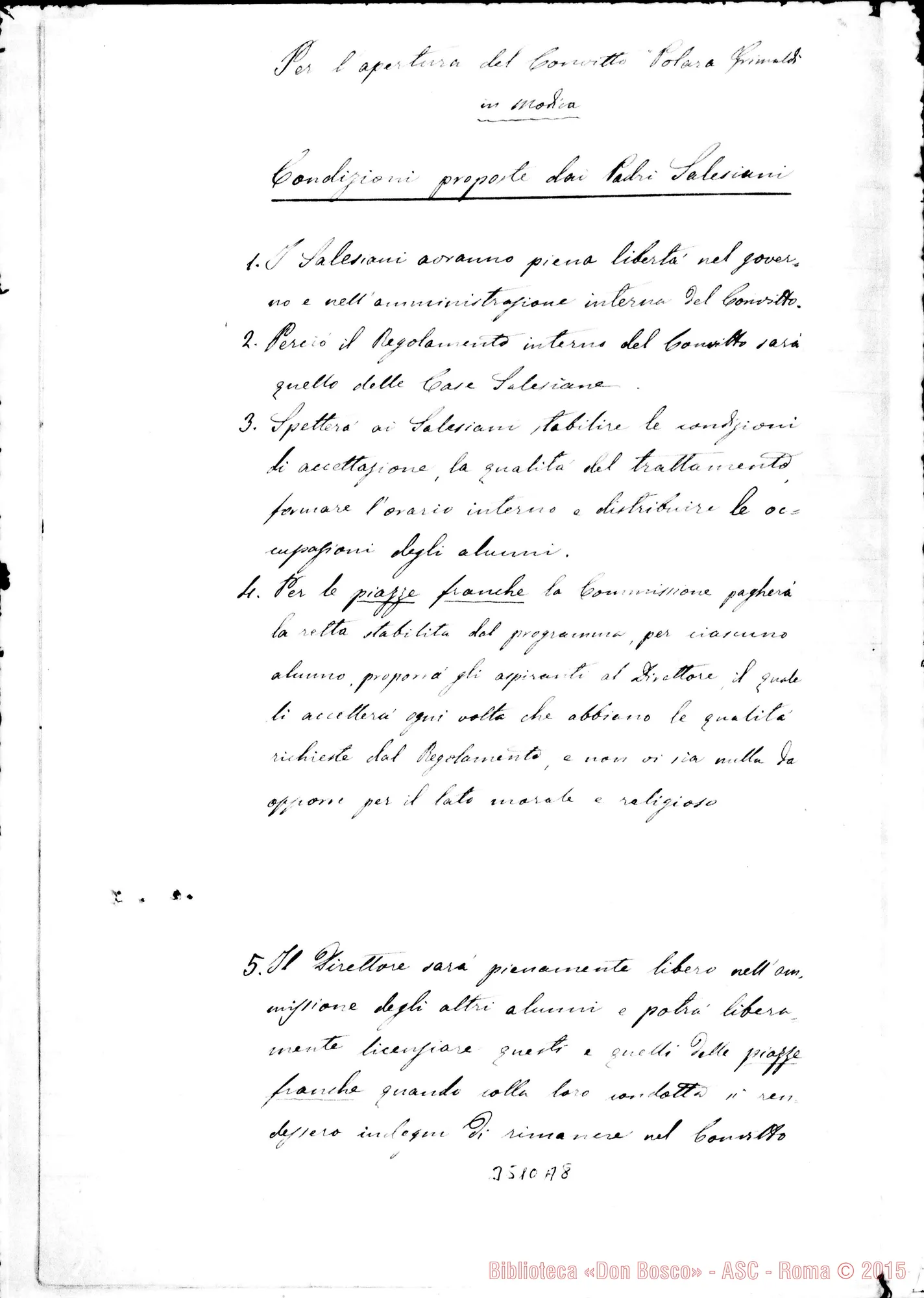 Fotogramma A 8 — Condizioni per apertura collegio. Gennaio, 19 del 1899