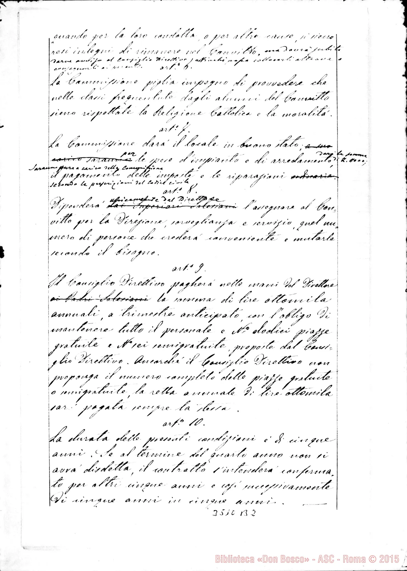 Fotogramma B 2 — Progetto di convenzione per riapertura. Maggio 1900