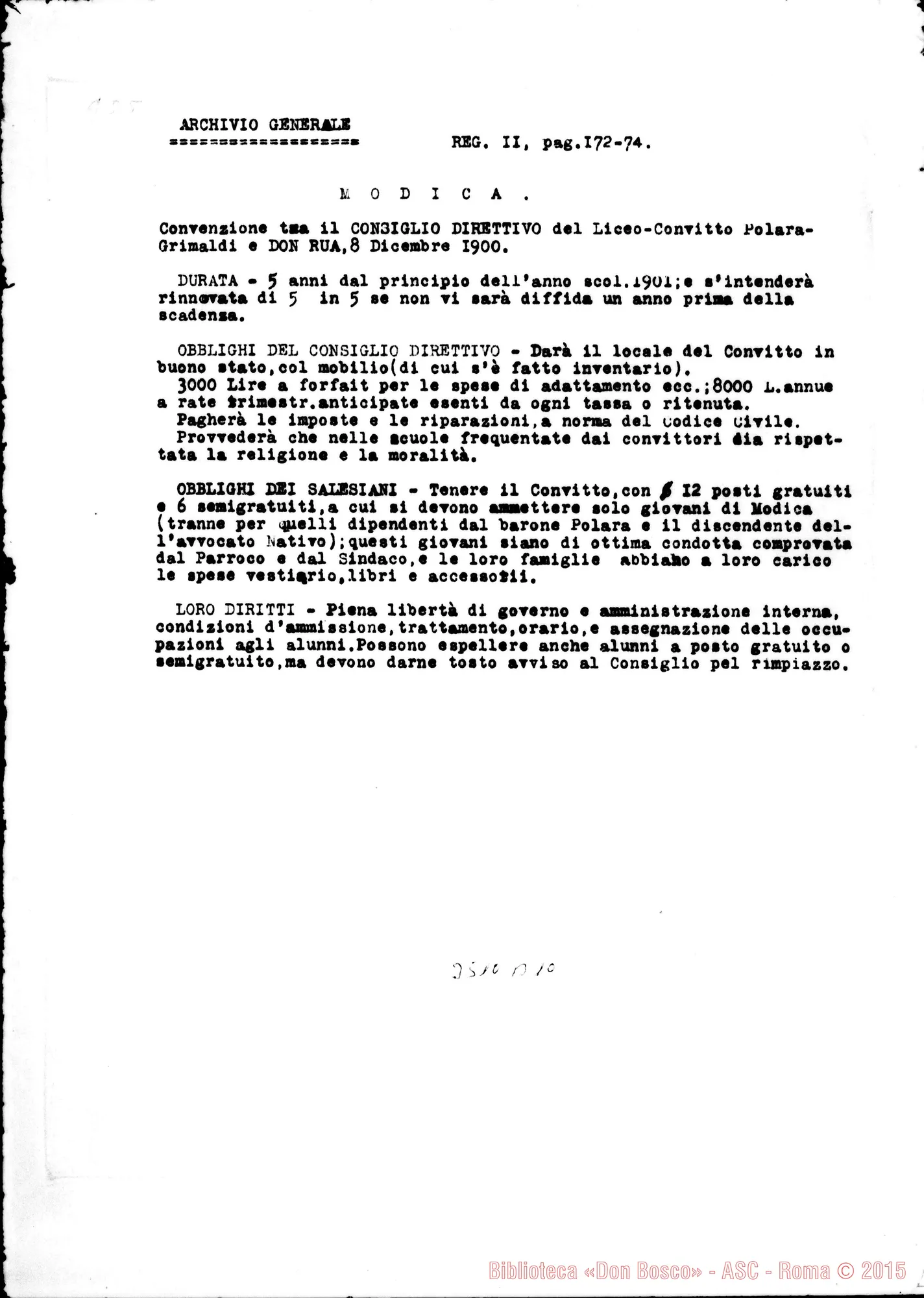Fotogramma B 10 — Convenzione: estratto, l’8-12-1900