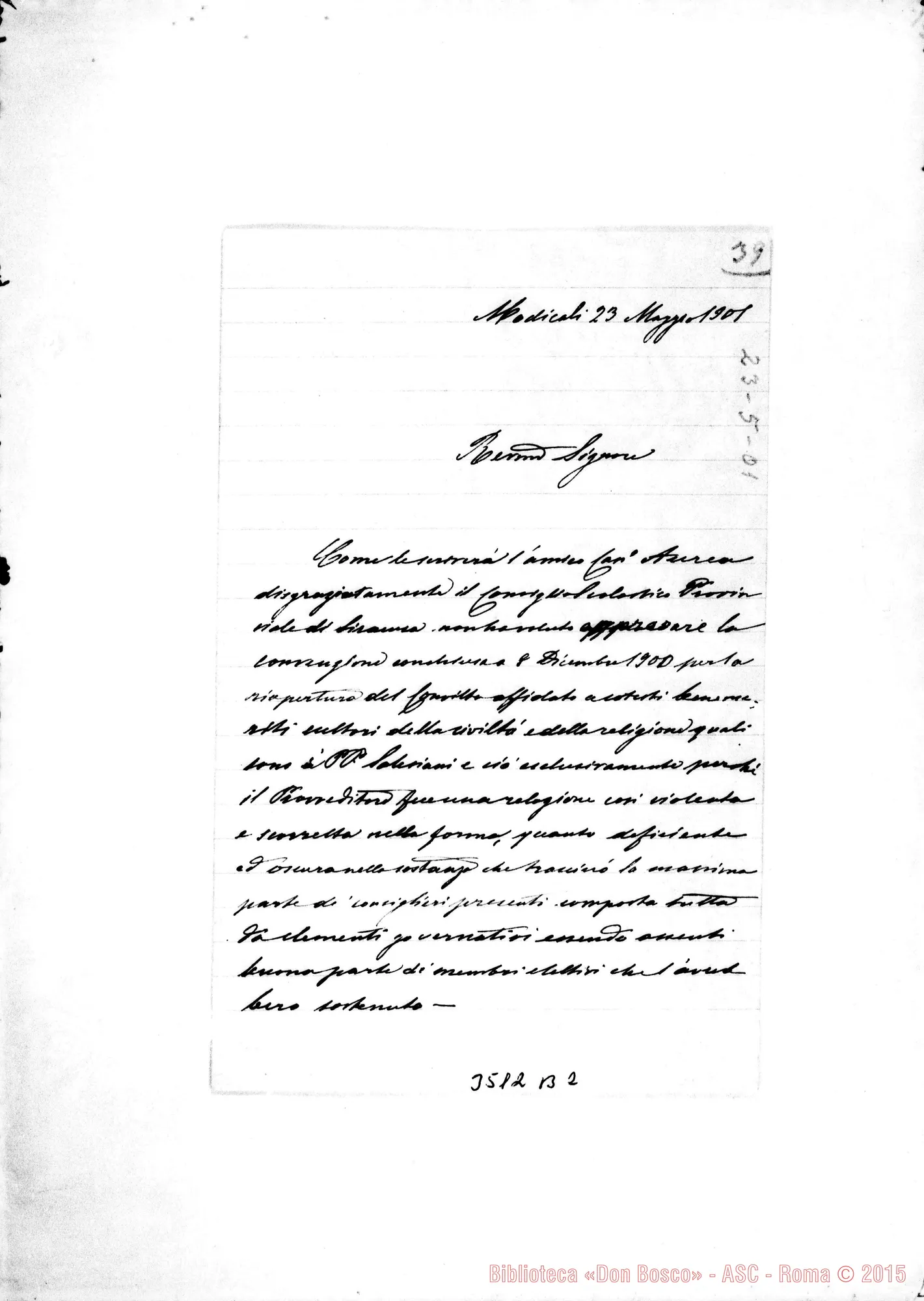 Fotogramma B 2 — Serafino Vanella-Rev.mo Sig. Modica, 23-05-1901