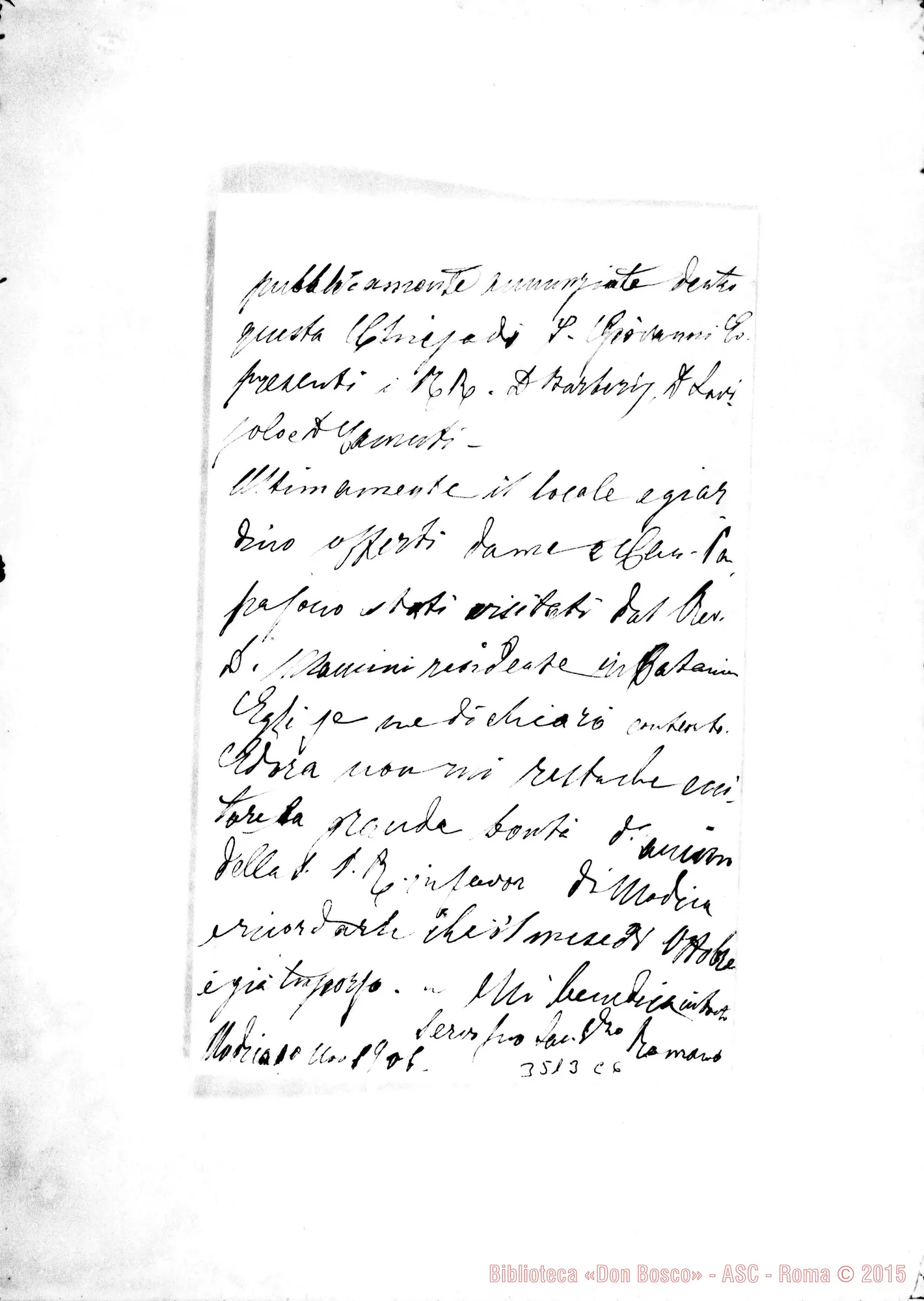 Fotogramma C 6 — Don Vincenzo Romano-Don Rua. Modica, 10-11-1906 Autogr. Rua