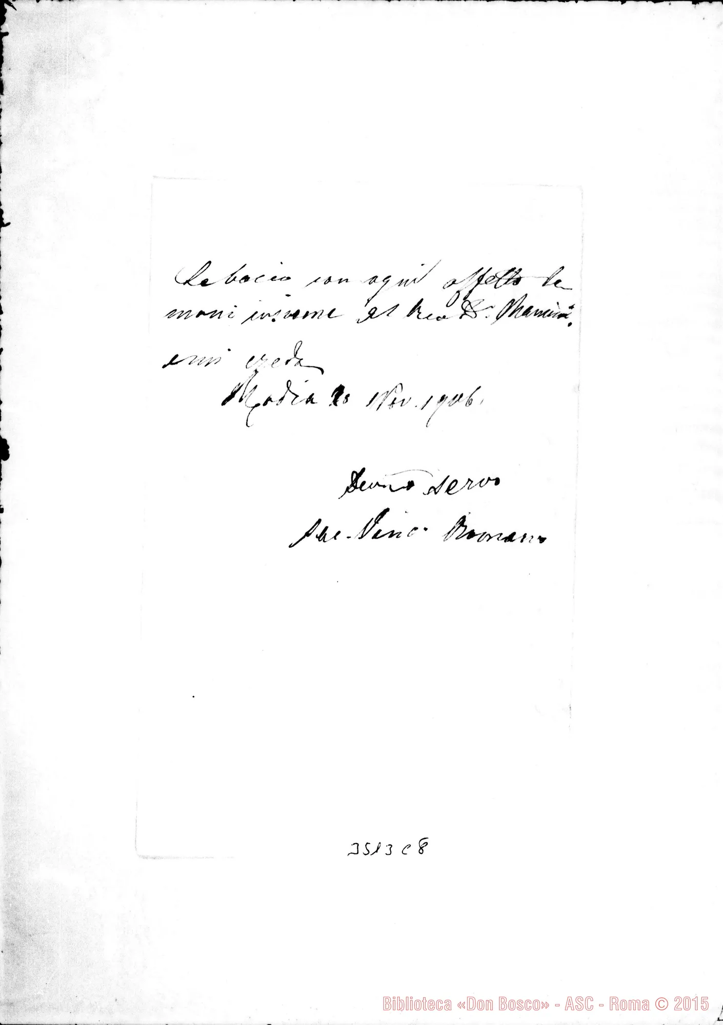 Fotogramma C 8 — Don Vincenzo Romano-Rev.mo Sig. Modica, 20-11-1906