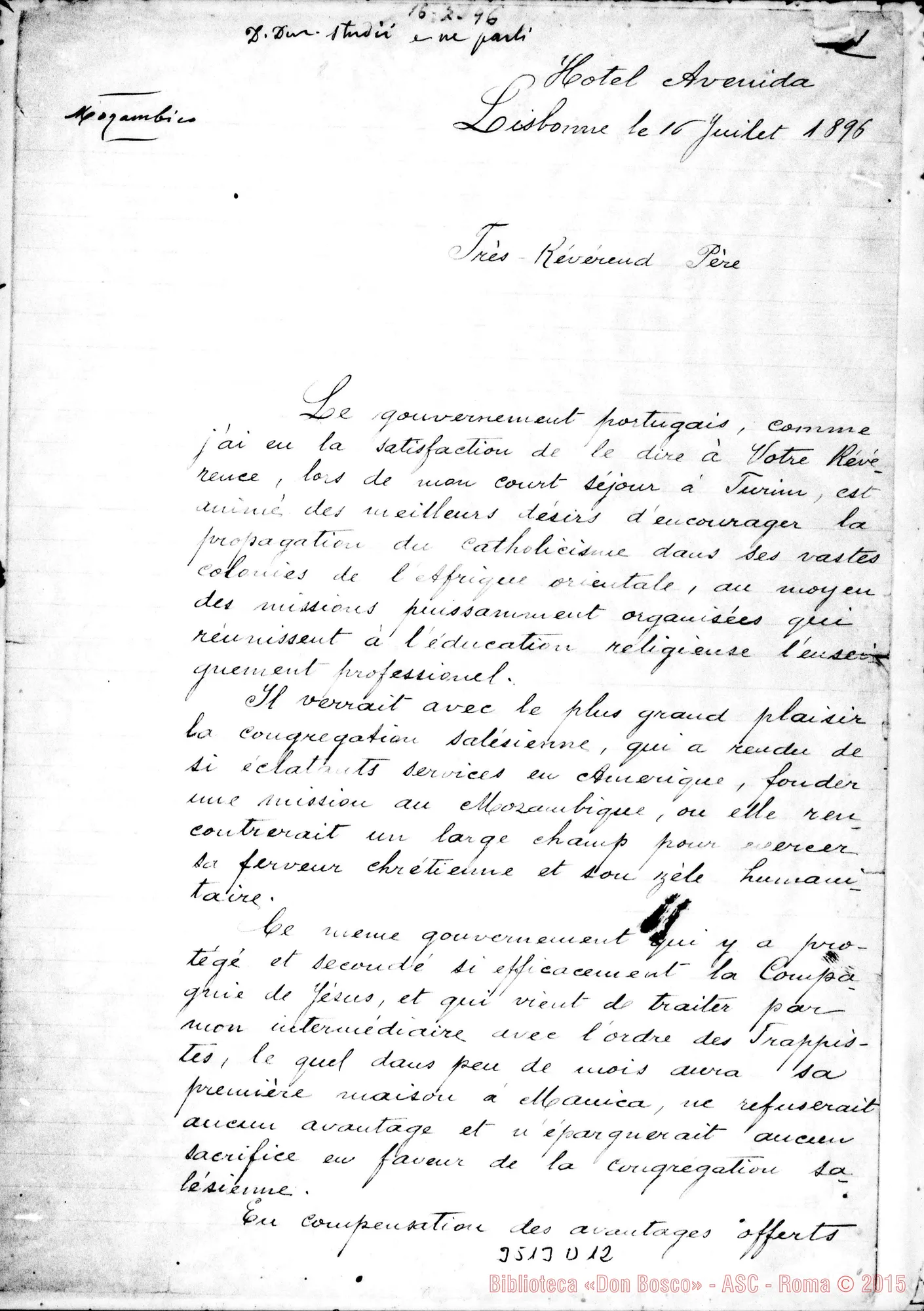 Fotogramma D 12 — Antonio Souza Barroso, vesc. di Imeria-Révérend. Lug. 1901 Autogr. Rua
