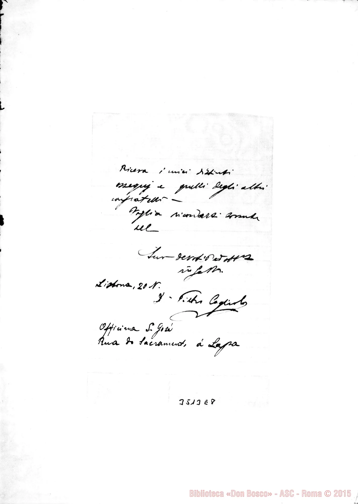 Fotogramma E 8 — Don Pietro Cogliolo-Don Durando. Lisbona, 20-01-1896