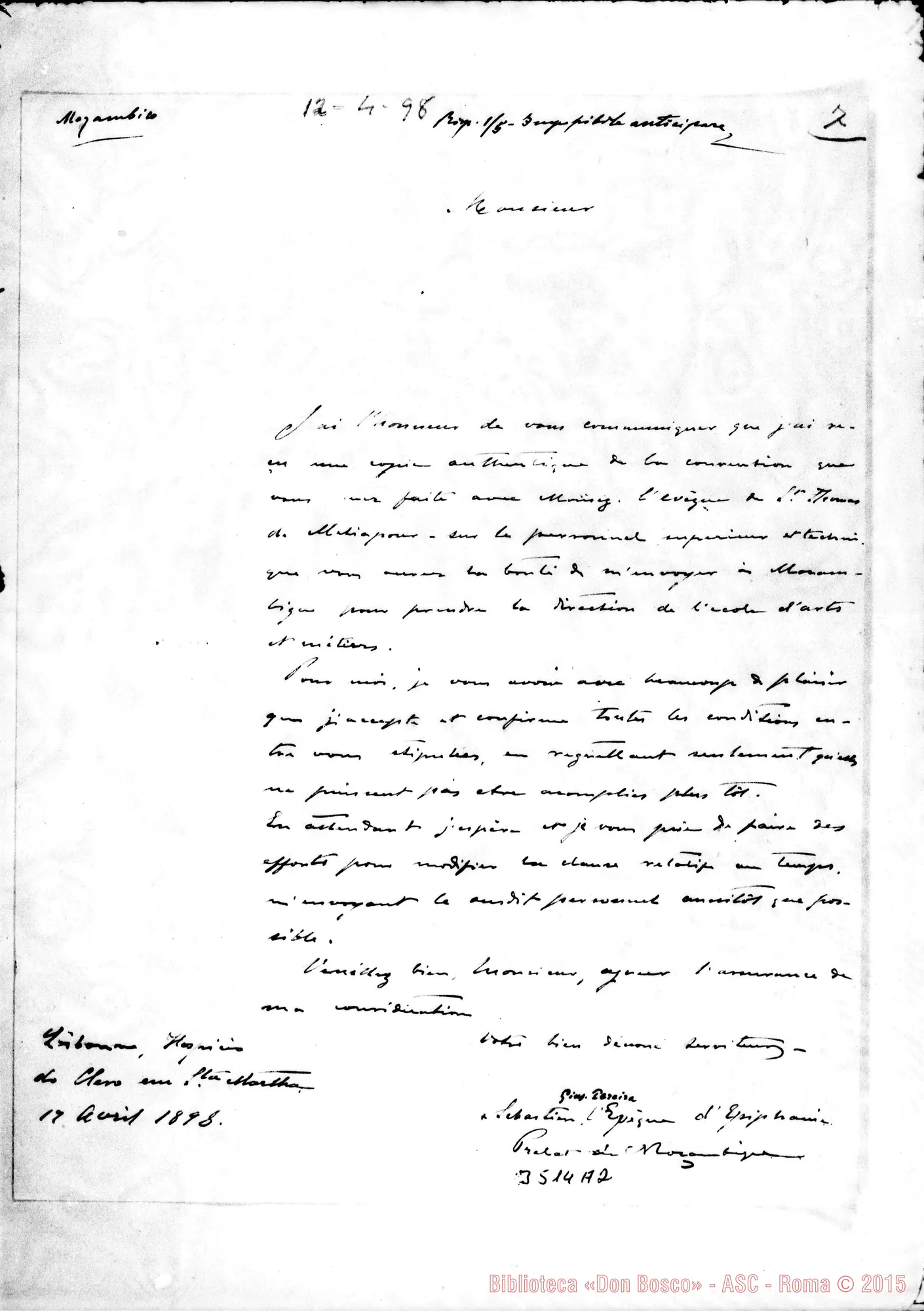 Fotogramma A 2 — Sebastiano Gius. Pereira-Monsieur. Lisbona, 17-04-1898