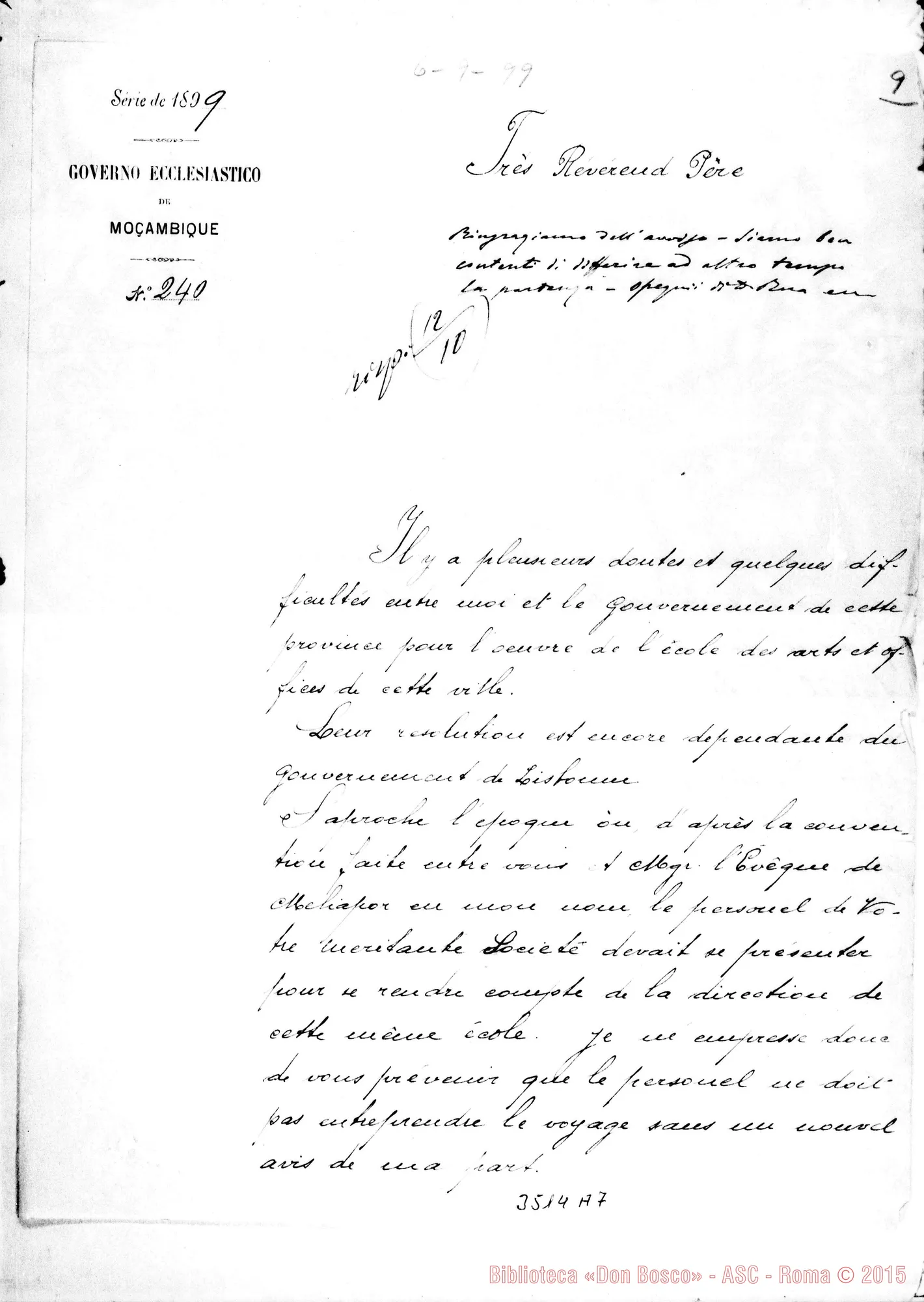 Fotogramma A 7 — Sebastiano Giuseppe Pereira, vesc.-Pére. Mozambico, 6-09-1899