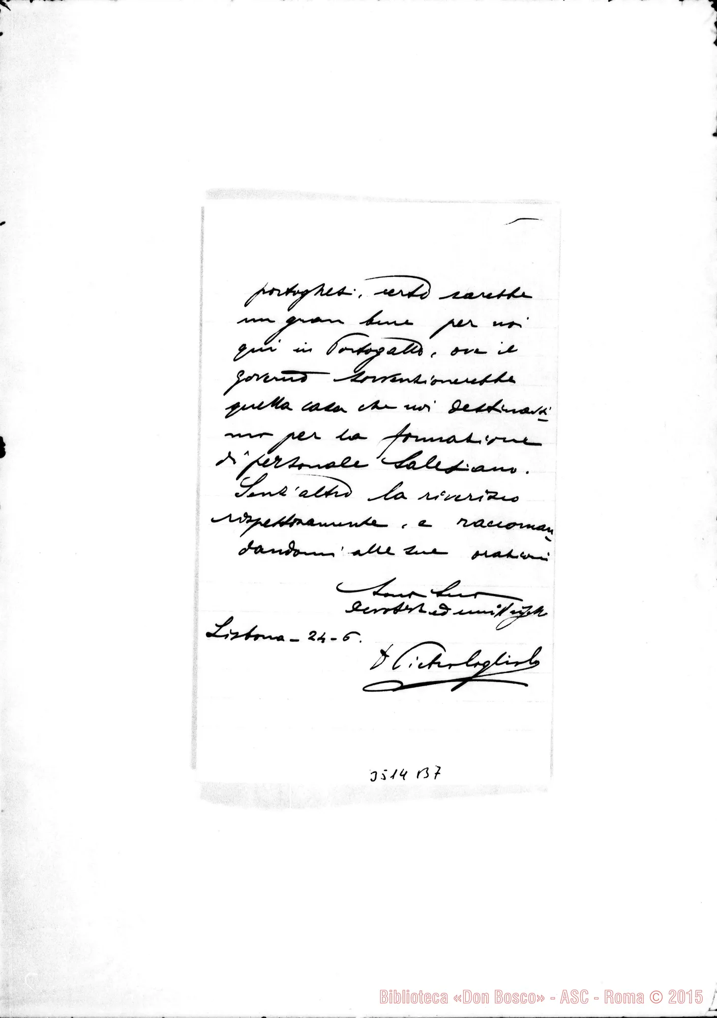 Fotogramma B 7 — Don Pietro Cogliolo-Don Durando. Lisbona, 24-06