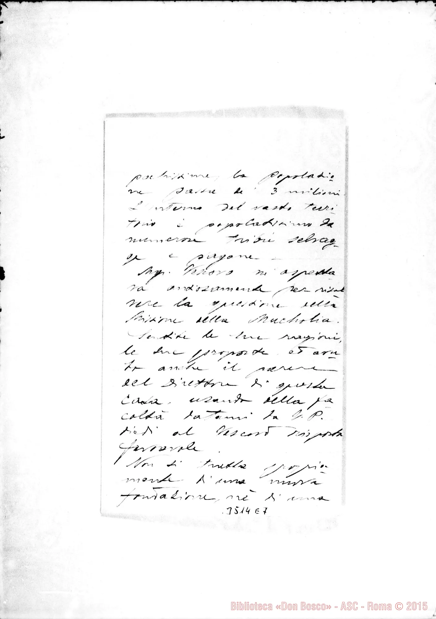 Fotogramma E 7 — Don Pietro Cogliolo-Rev.mo Padre. Mozambico, 8-09-1909 Autogr. Rua