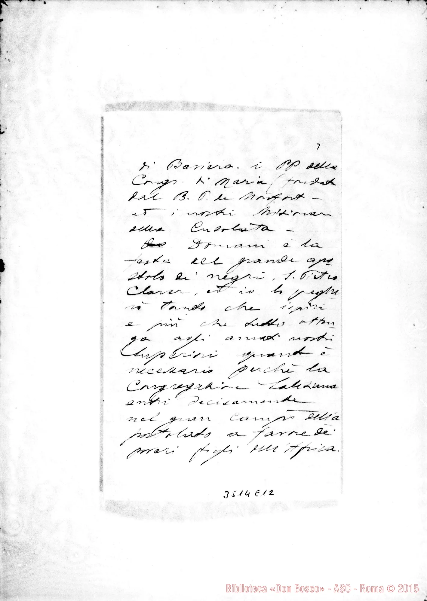 Fotogramma E 12 — Don Pietro Cogliolo-Rev.mo Padre. Mozambico, 8-09-1909 Autogr. Rua