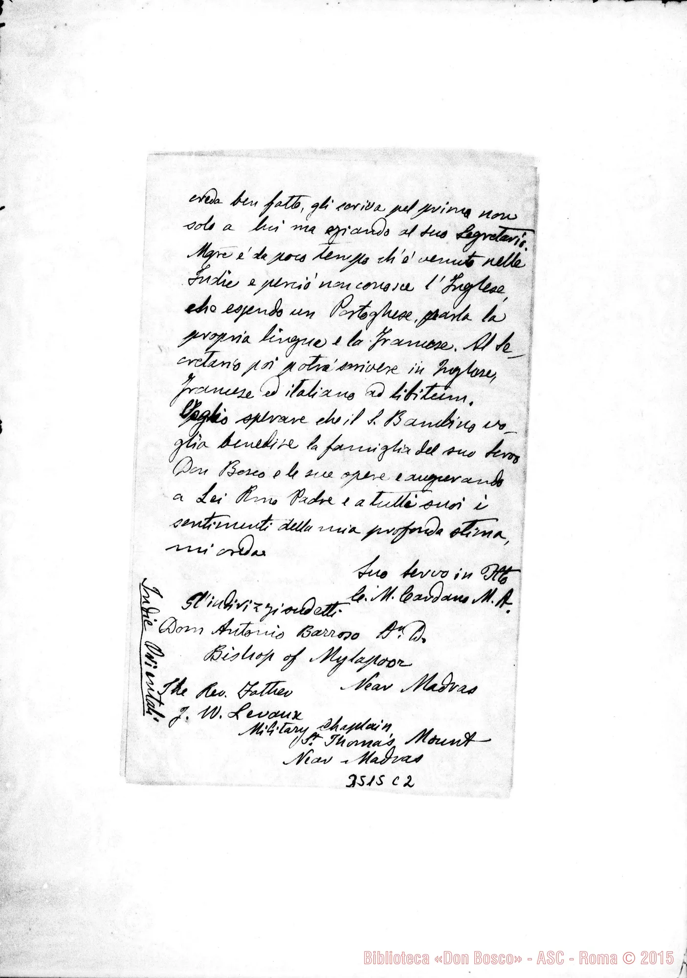 Fotogramma C 2 — Mylapore: Don Cardano-Don Rua. Borella, 3-12-1898