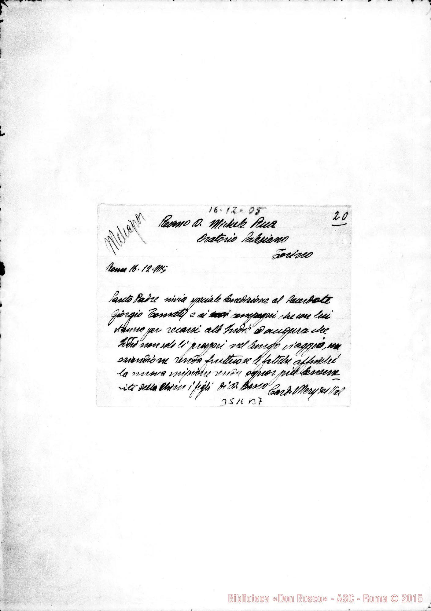 Fotogramma B 7 — Don G. Tomatis-Don Piscetta. Mylapor, 1906