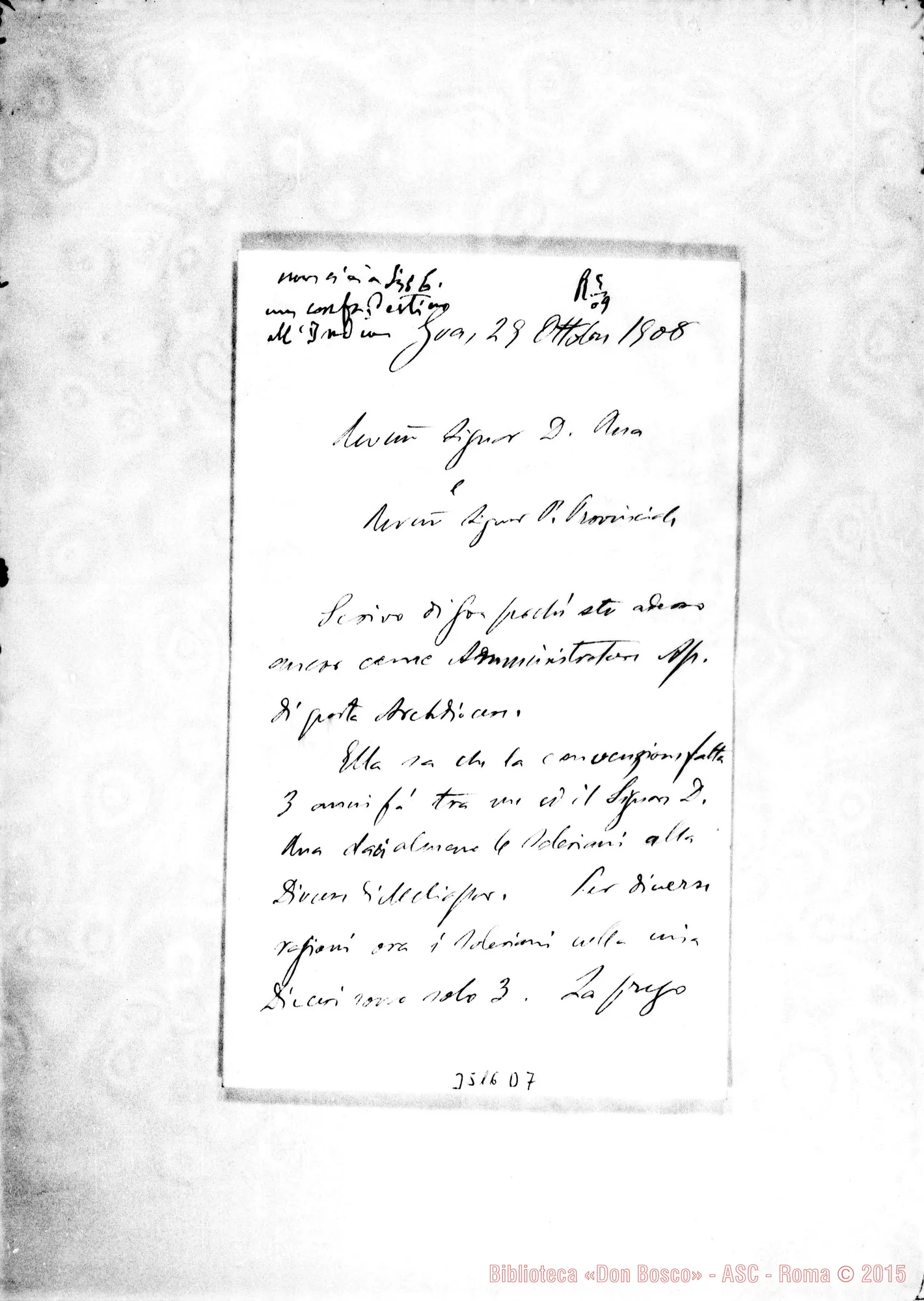 Fotogramma D 7 — Teotonio Ribeiro, vesc.-Don Rua. Goa, 29-10-1908 Autogr. Rua