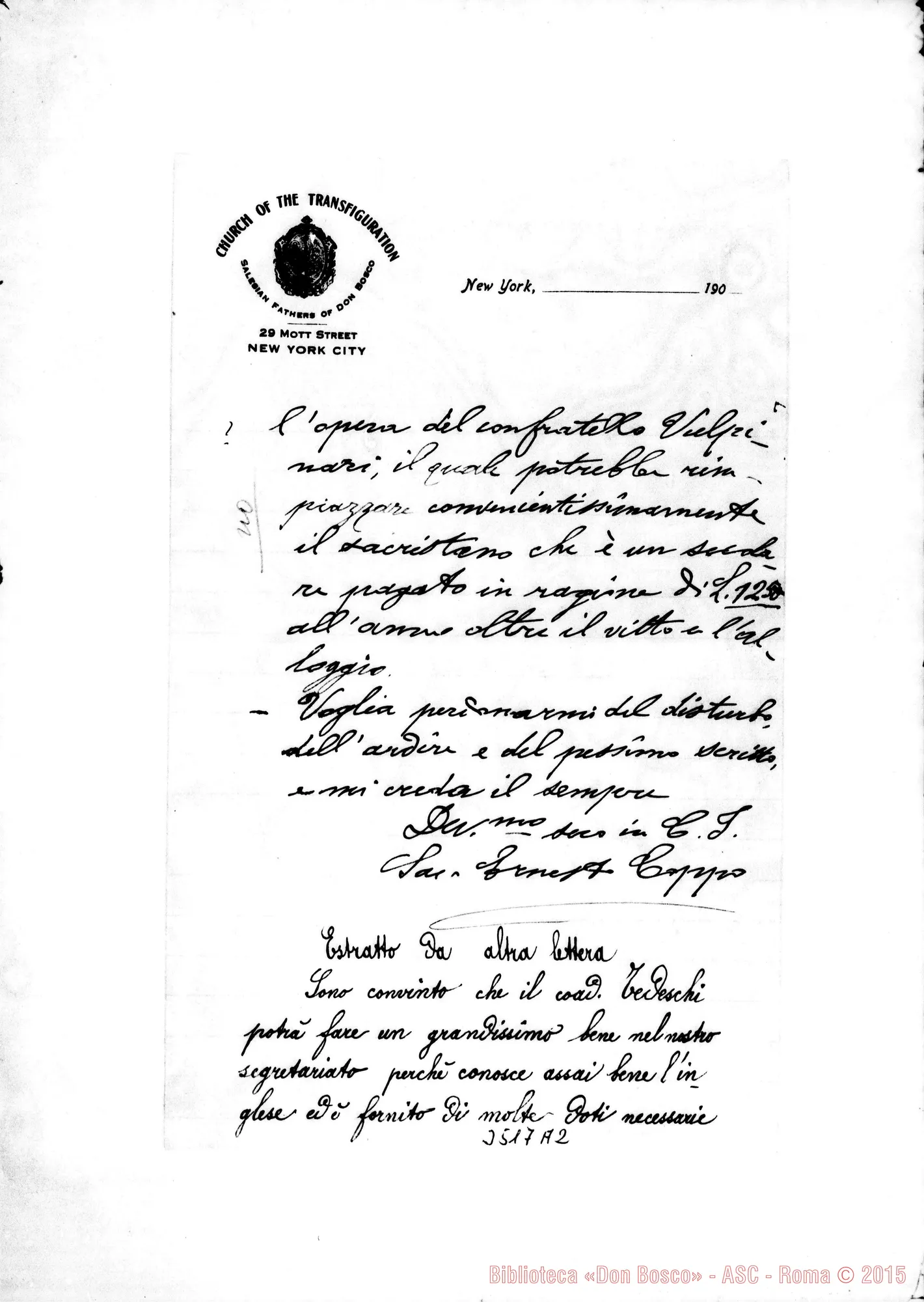 Fotogramma A 2 — Don Ernesto Coppo-Don Rua. New York, 23-07-1909