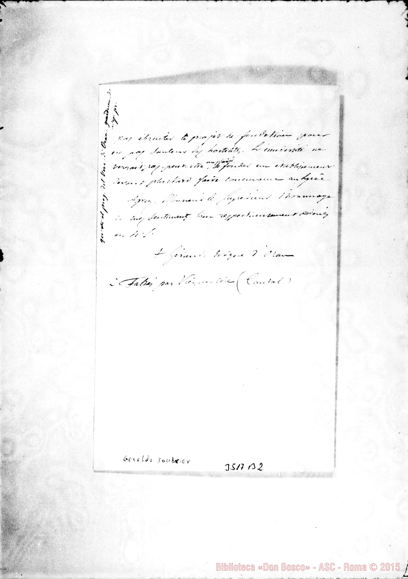 Fotogramma B 2 — Soubrier Geraldo, vesc.-Father. Oran, 28-07-1890. Segue lett. di D. Albera. Autogr. Rua