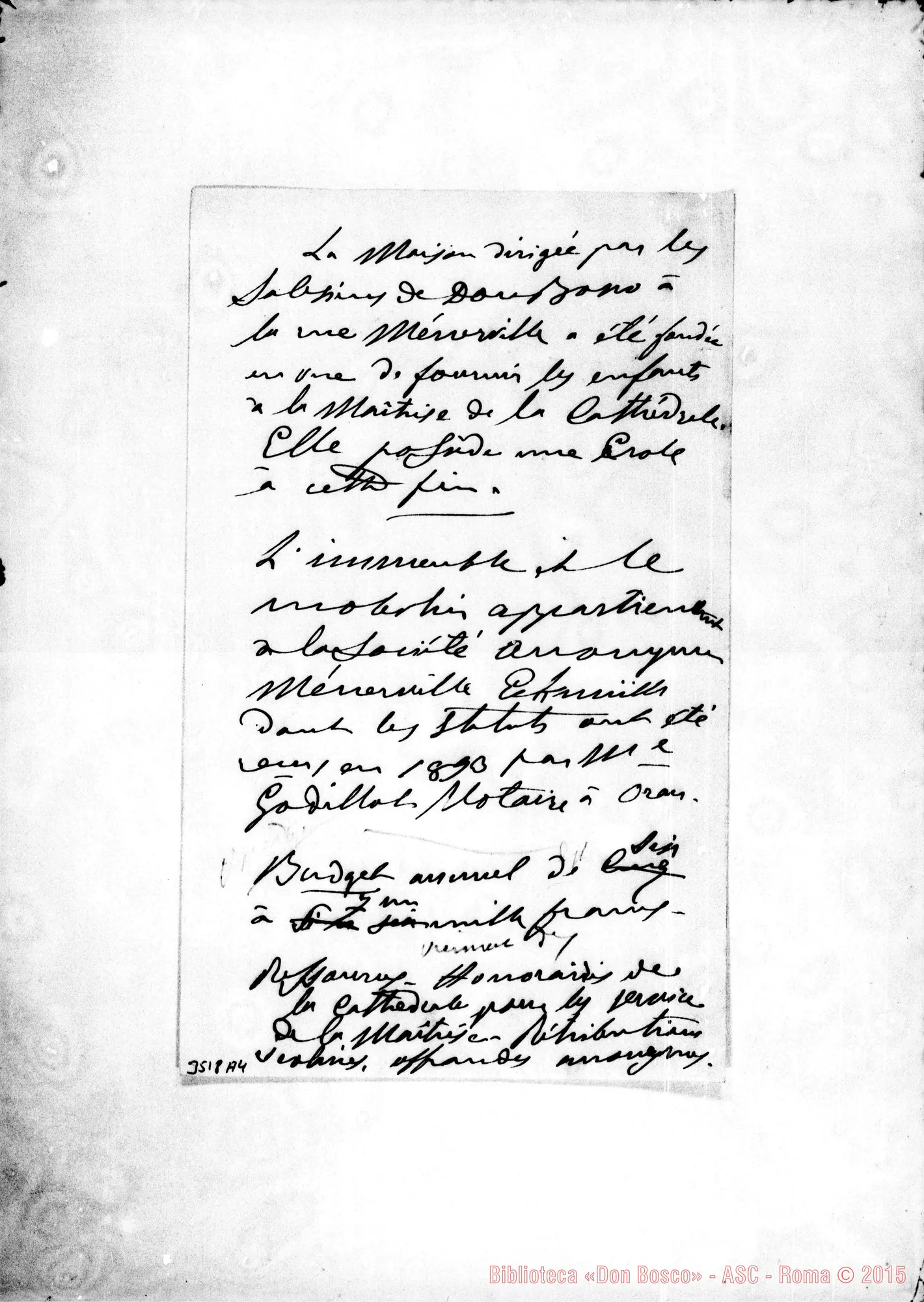 Fotogramma A 4 — Notizie sulla «Maison» di Oran. Originale E trascrizione