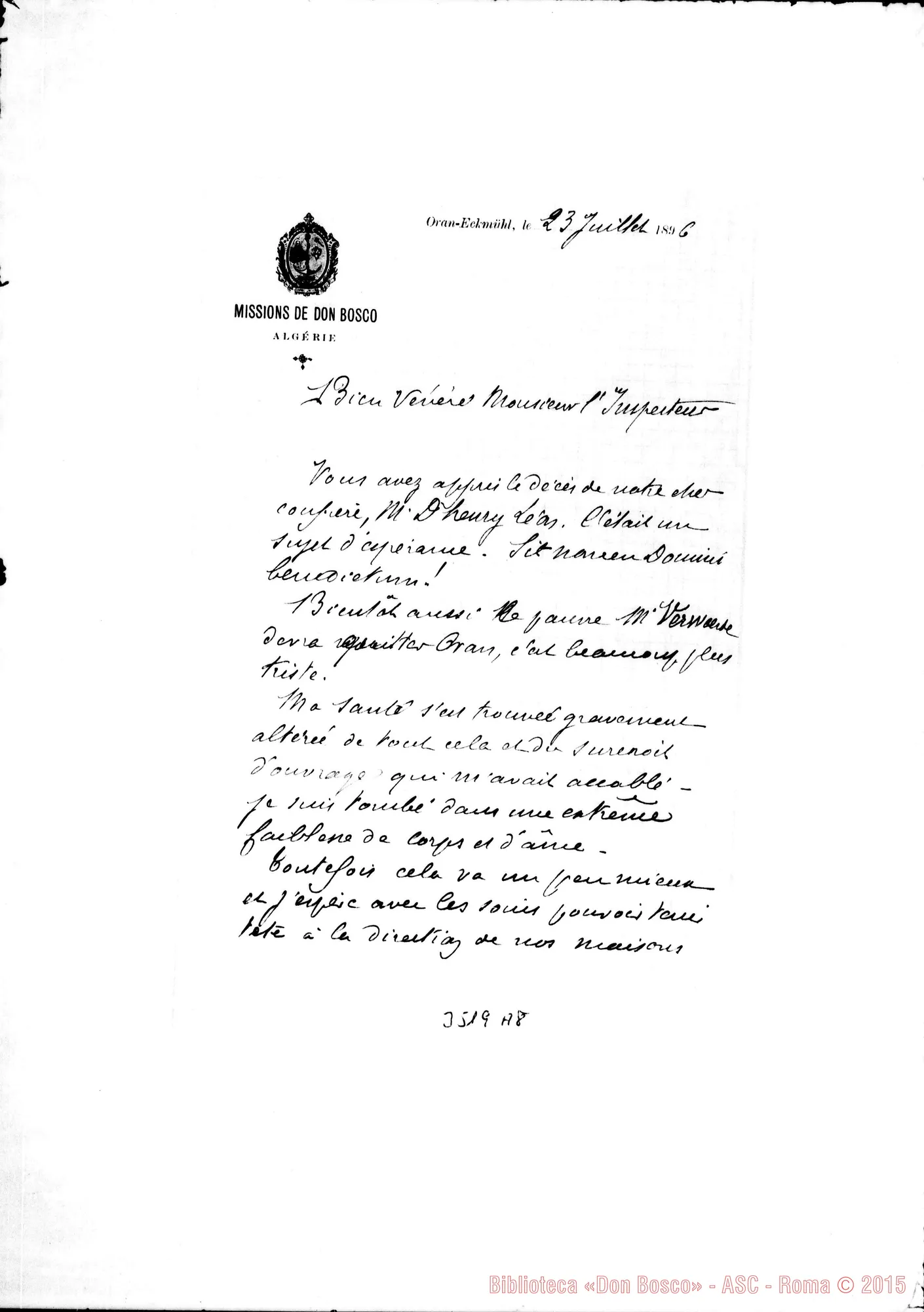 Fotogramma A 8 — Don Bellamy-Ispettore. Oran, 23-07-1896