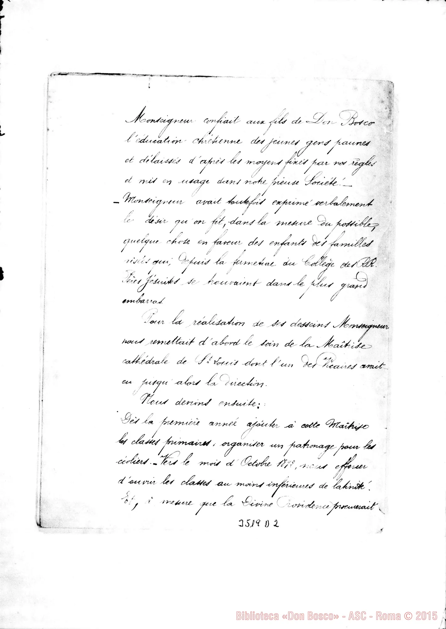 Fotogramma D 2 — «Rapport sur les Oeuvres Salésiennes d’Oran». Don Bellamy, il 24-06-1892