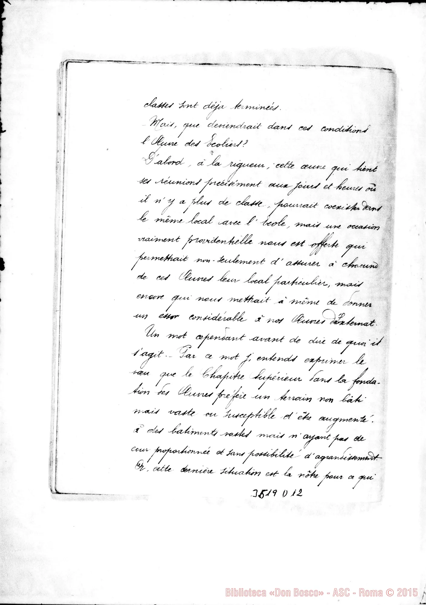 Fotogramma D 12 — «Rapport sur les Oeuvres Salésiennes d’Oran». Don Bellamy, il 24-06-1892