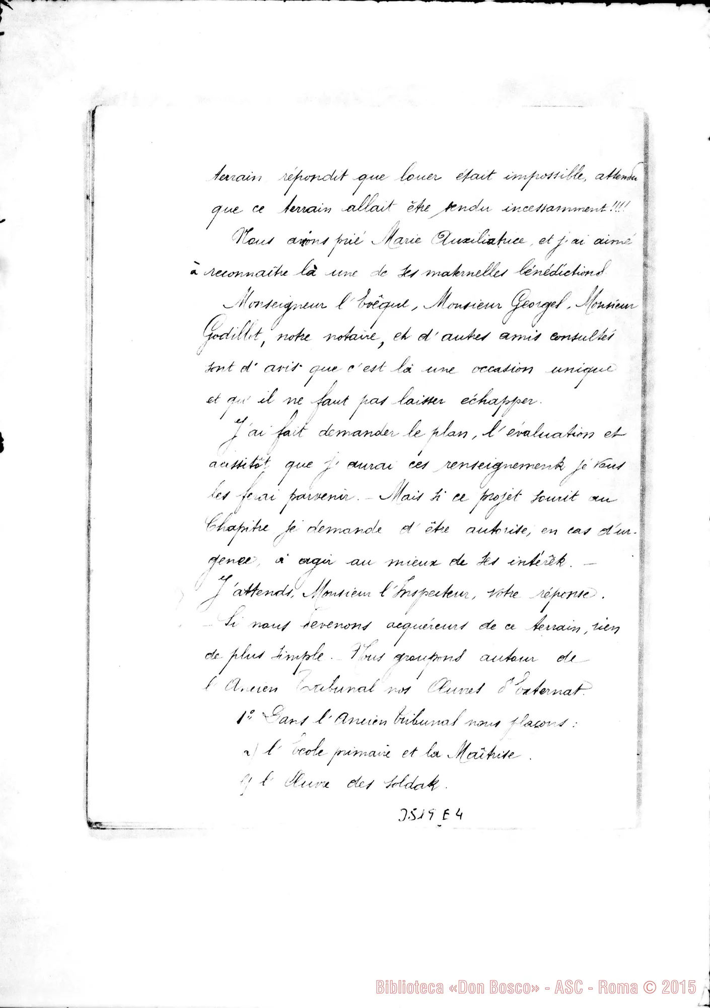 Fotogramma E 4 — «Rapport sur les Oeuvres Salésiennes d’Oran». Don Bellamy, il 24-06-1892