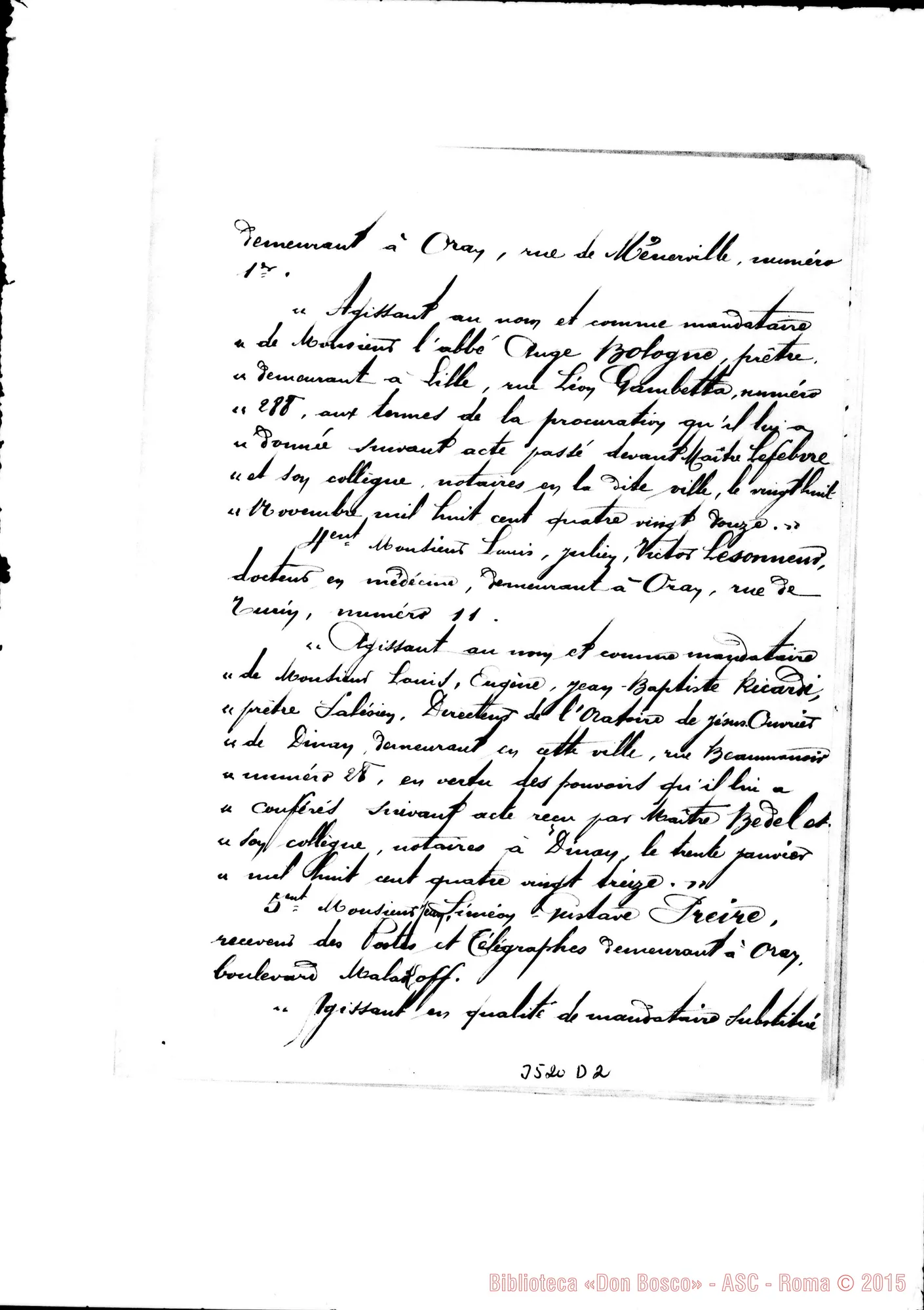 Fotogramma D 2 — «Status des Missions Africaines de Don Bosco A Oran». 13-05-1893