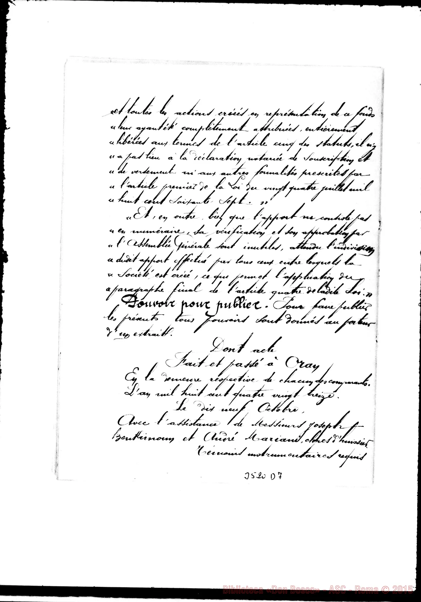 Fotogramma D 7 — «Status des Missions Africaines de Don Bosco A Oran». 13-05-1893