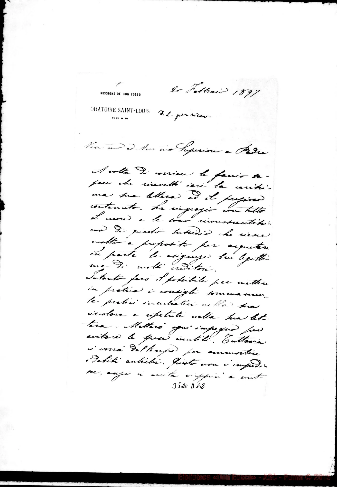 Fotogramma D 12 — Don Giovanni Albera-Don Rua. Oran, 20-02-1897 Autogr. Rua