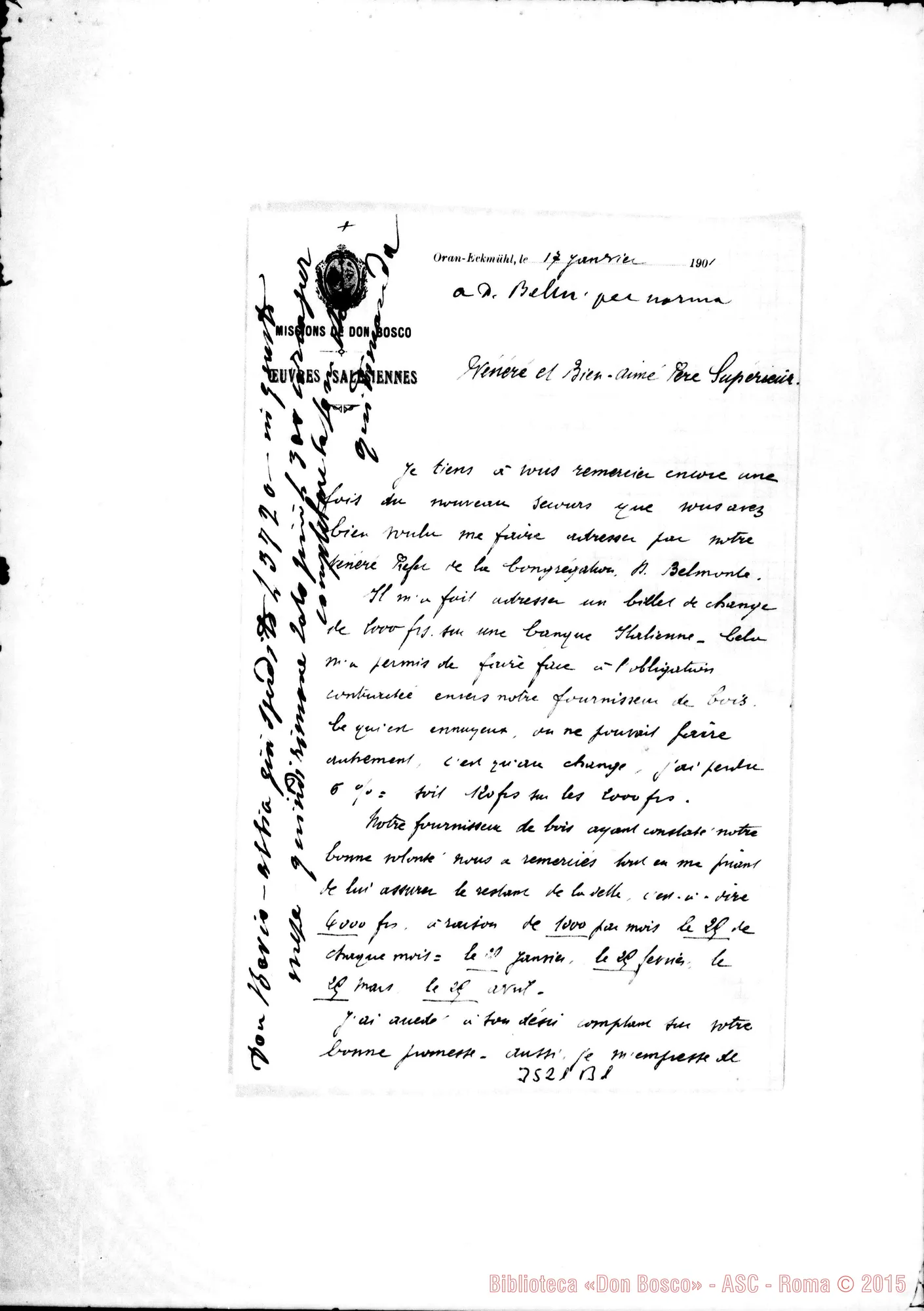 Fotogramma B 1 — Don Leone Béissière-Don Rua. Oran, 17-01-1901 Autogr. Rua